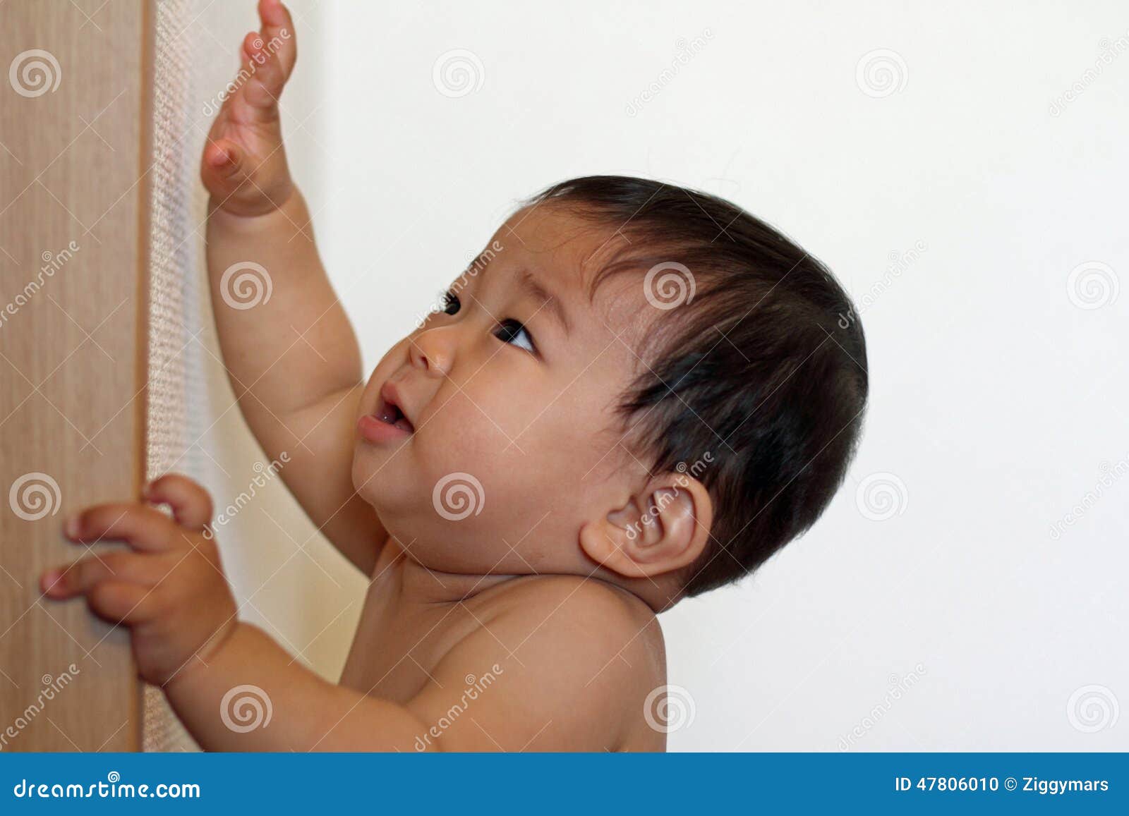 Baby Boy Pulling Up To Stand Stock Photo Image of nappy, baby 47806010