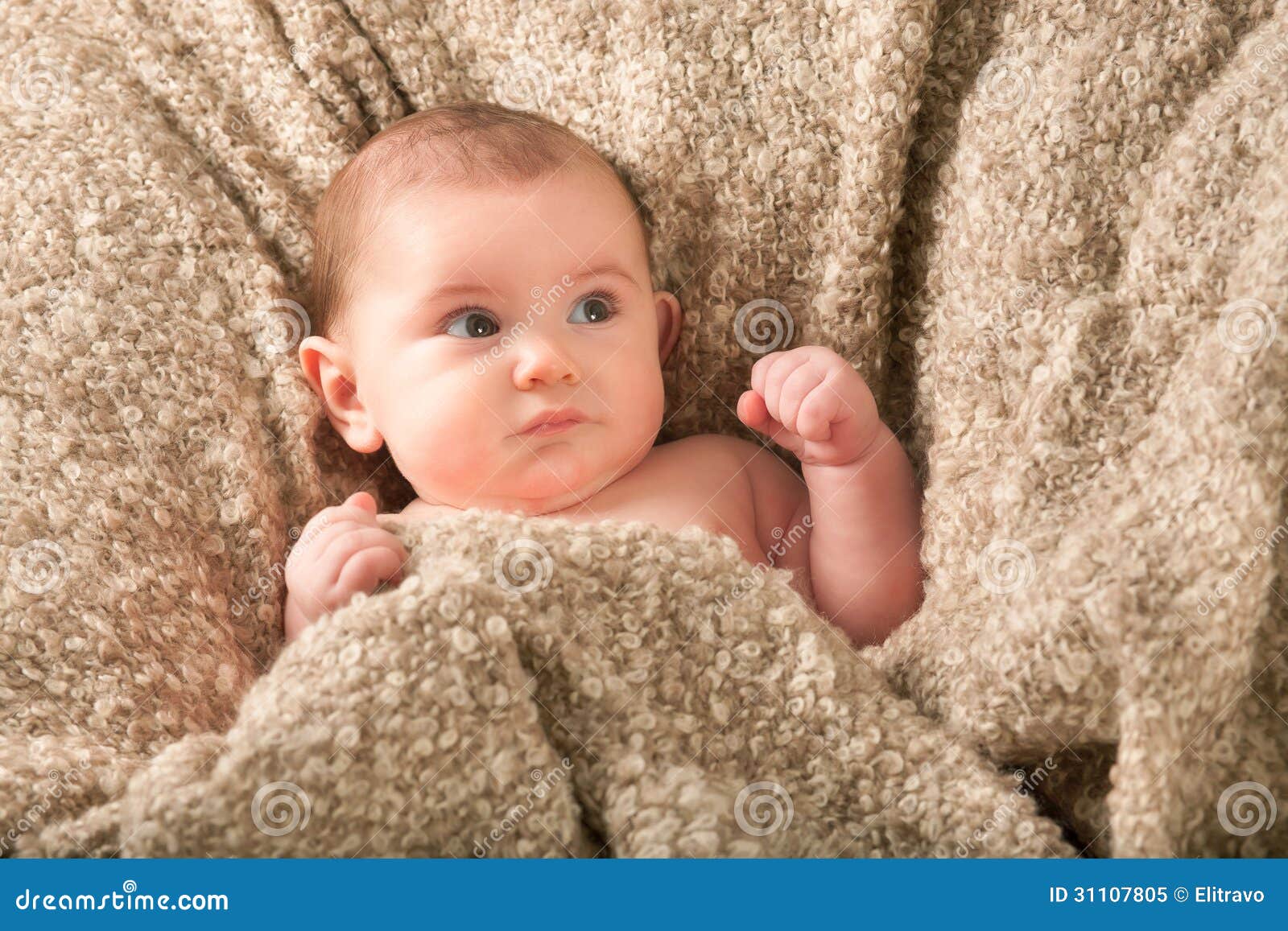 Baby on the blanket stock image. Image of blanket, cheerful 31107805