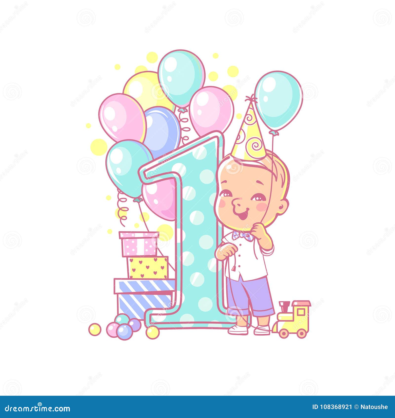 Baby Boy S First Birthday Stock Vector Illustration Of Garland