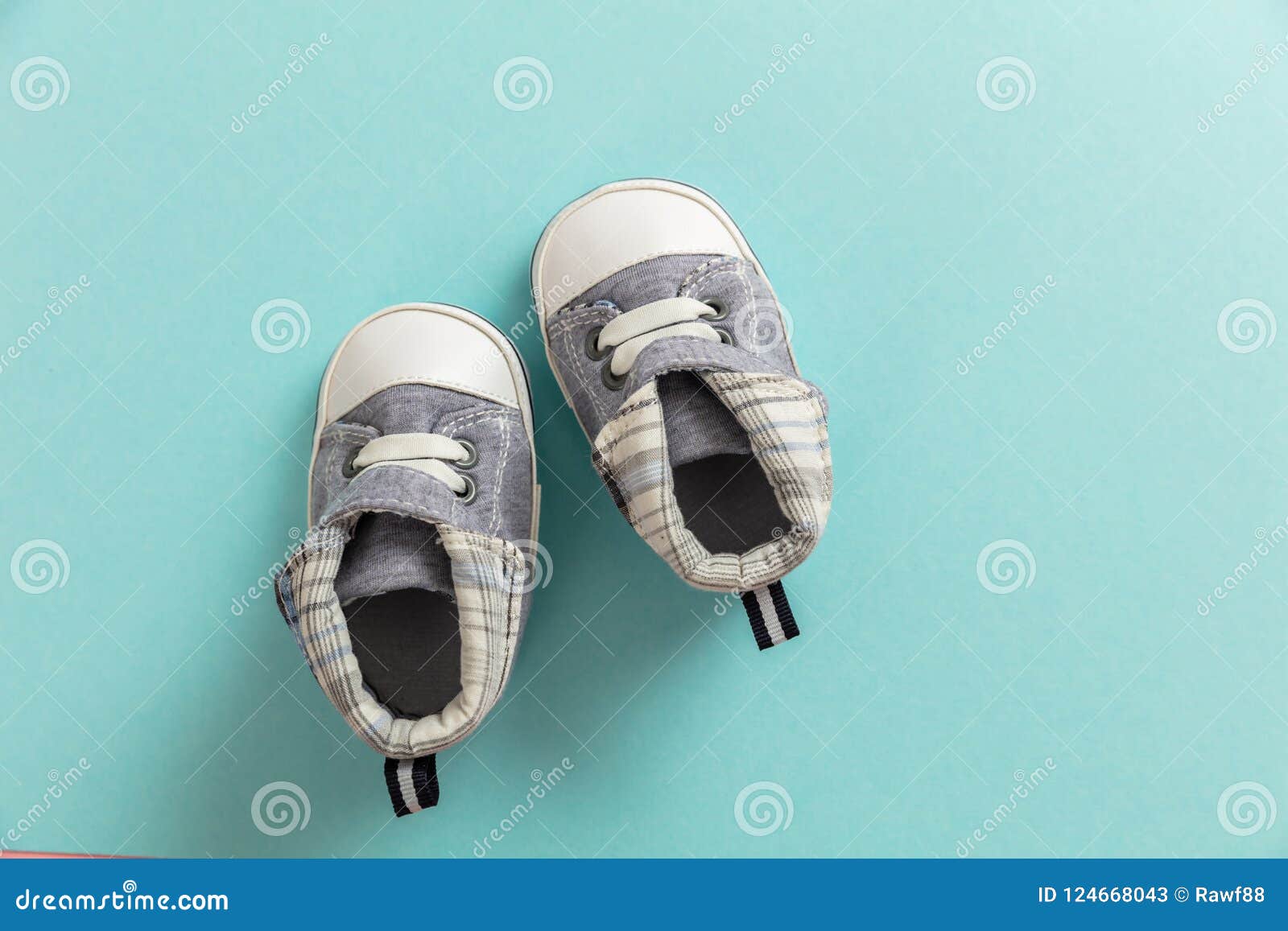 Baby Boy Shoes on Pastel Blue Background Stock Image - Image of cute ...