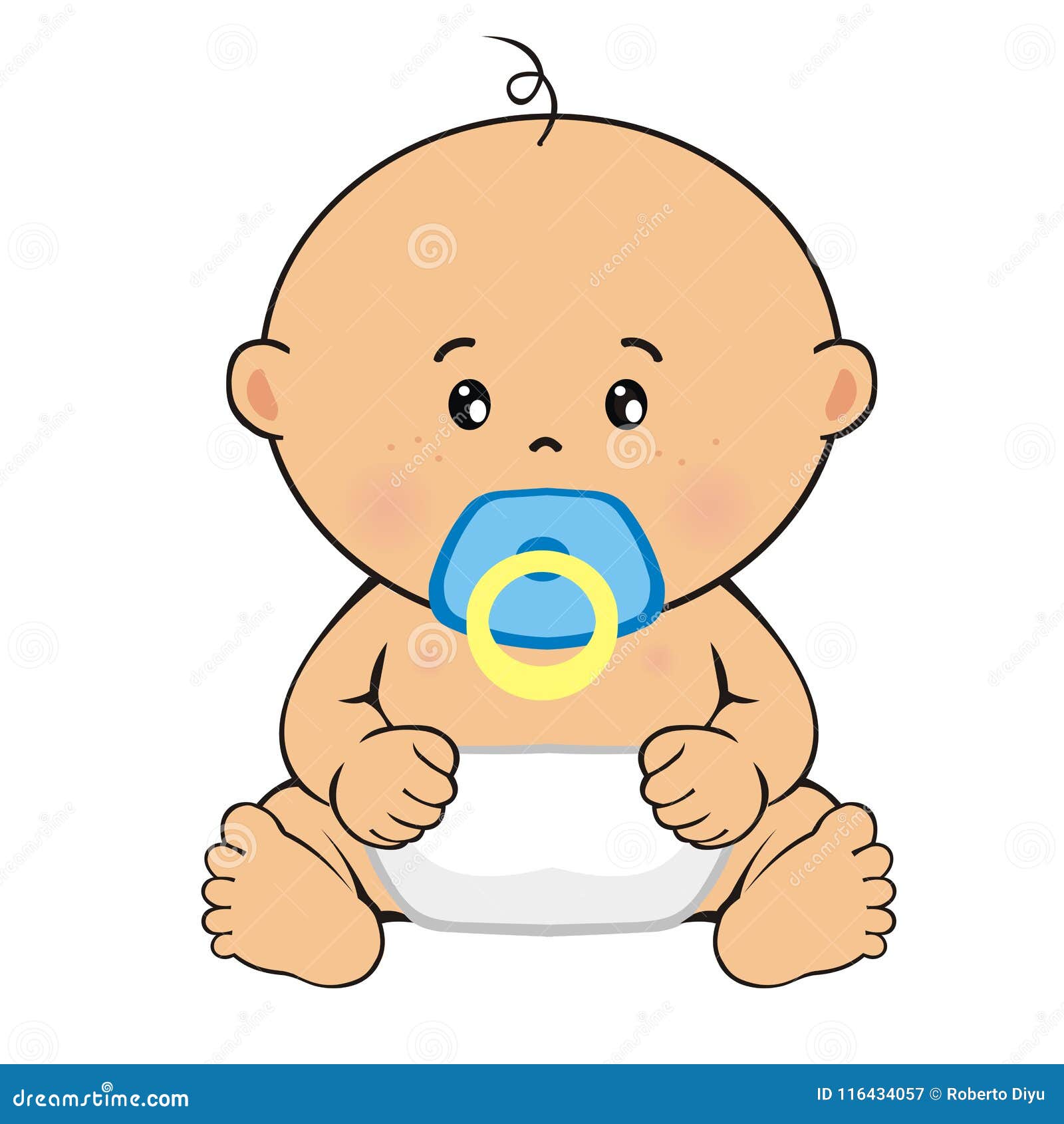 Baby Boy Sitting. Child`s Drawing Stock Vector - Illustration of baby ...