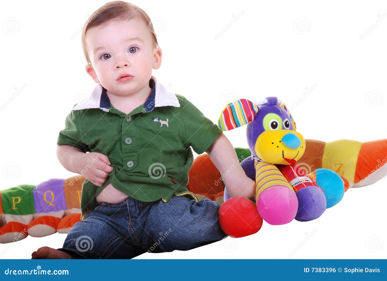 Baby boy with toys. stock photo. Image of infant, children 7383396