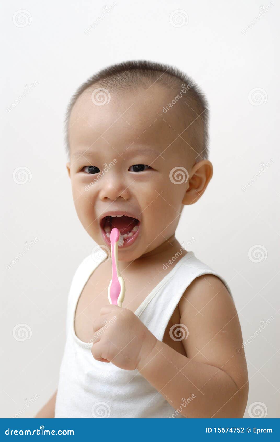 Baby brushing teeth stock photo. Image of mouth, active 15674752