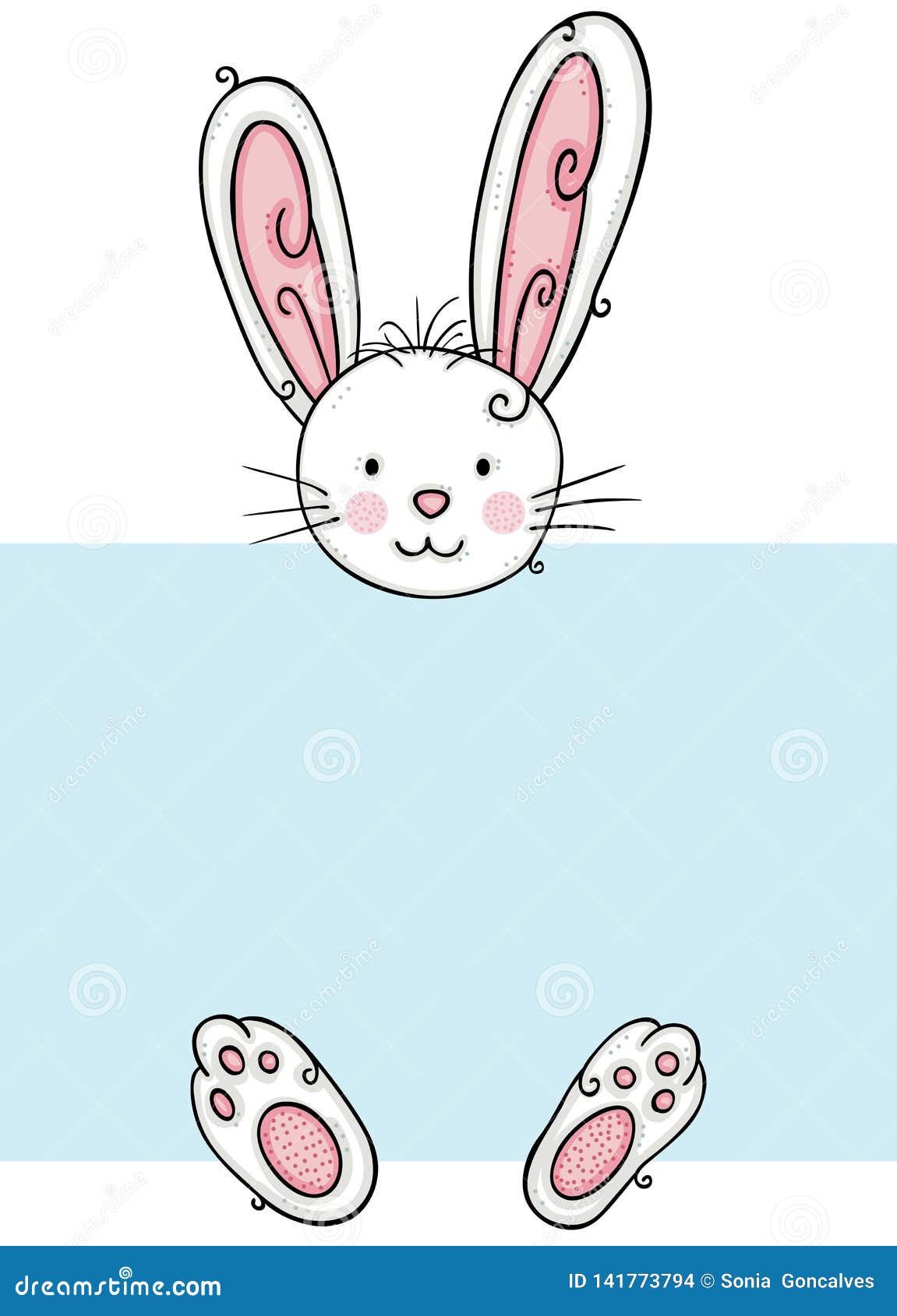 Download Baby Bunny With Blank Blue Tag Label Stock Vector ...