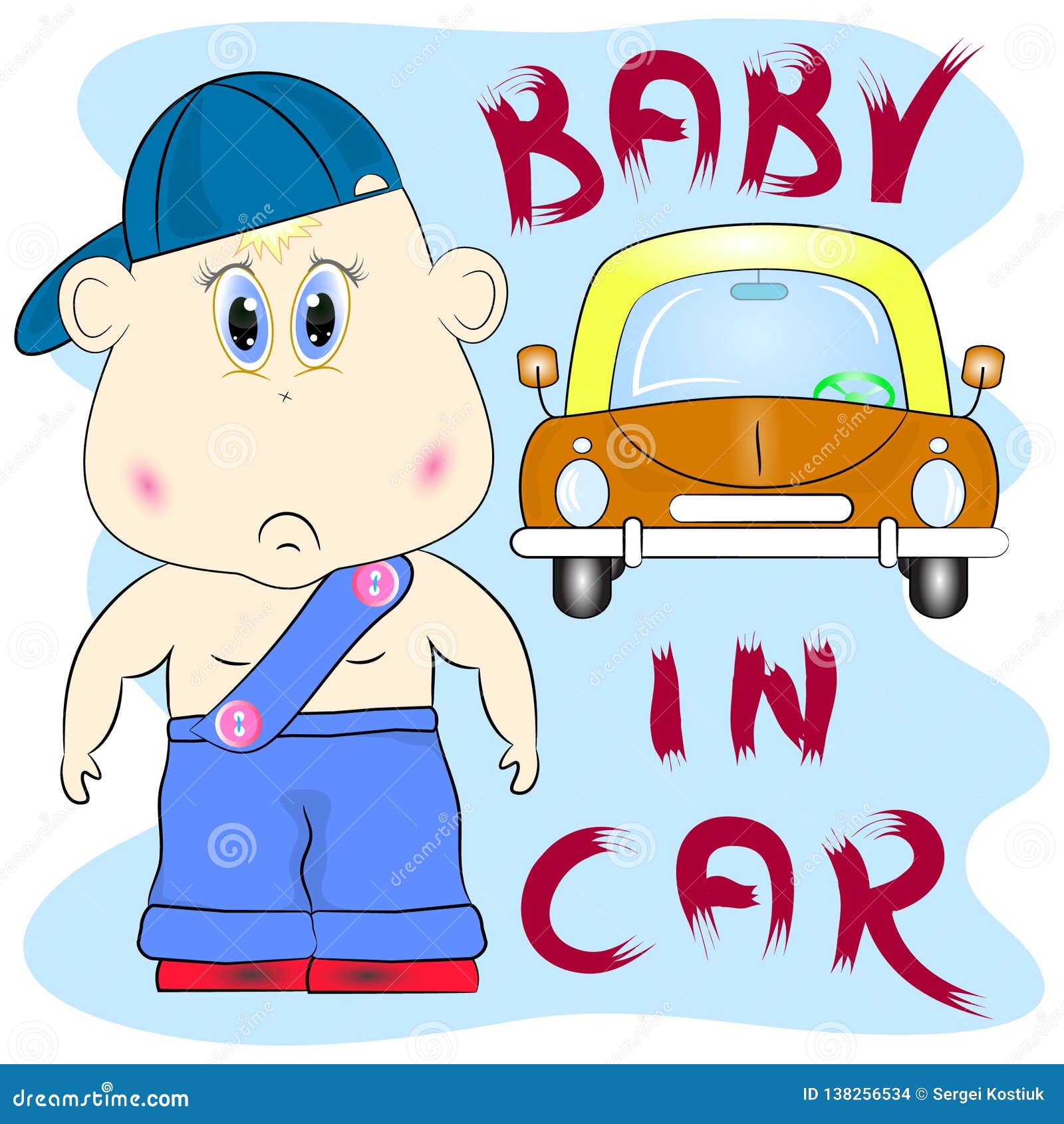 Baby in Car Cartoon Vector Illustration Stock Vector Illustration of