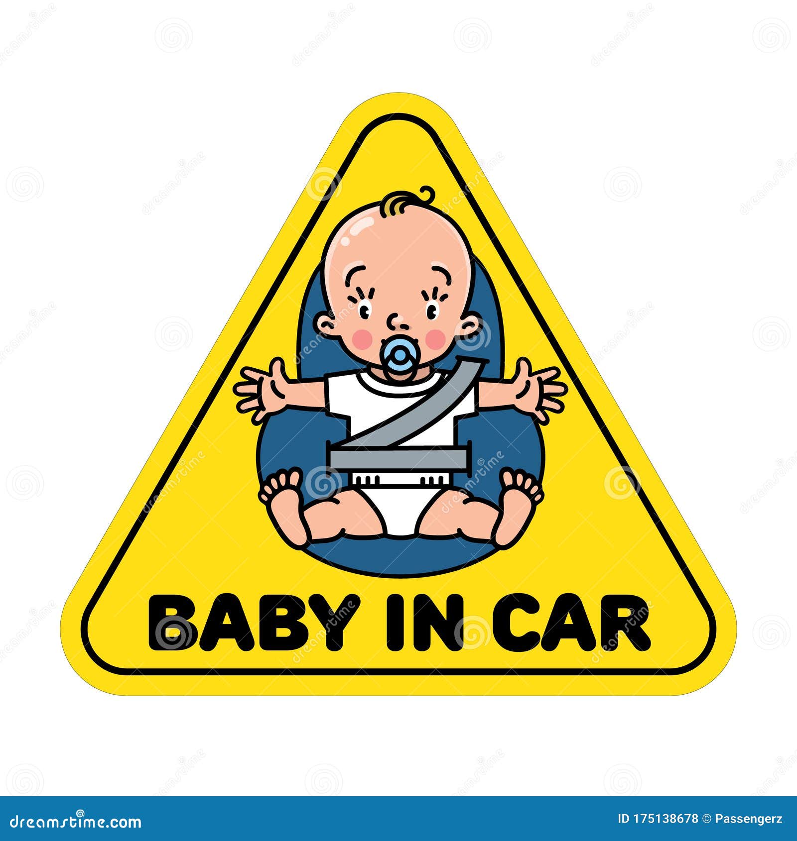 Baby in Car Seat. Back Window Sticker or Sign Stock Vector