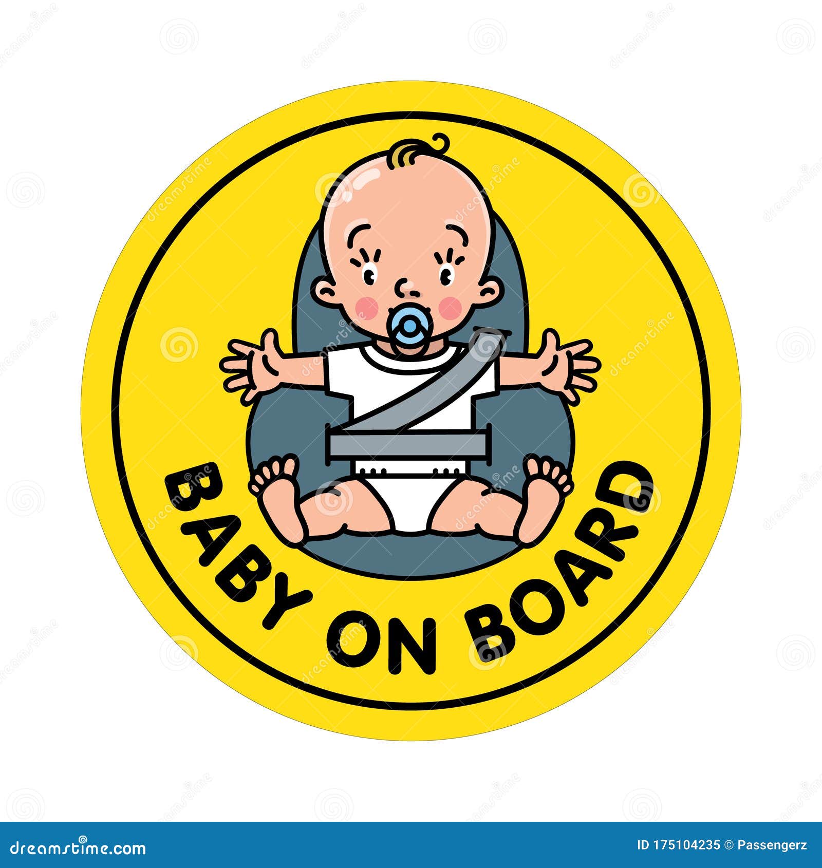 Baby in Car Seat. Back Window Sticker or Sign Stock Vector