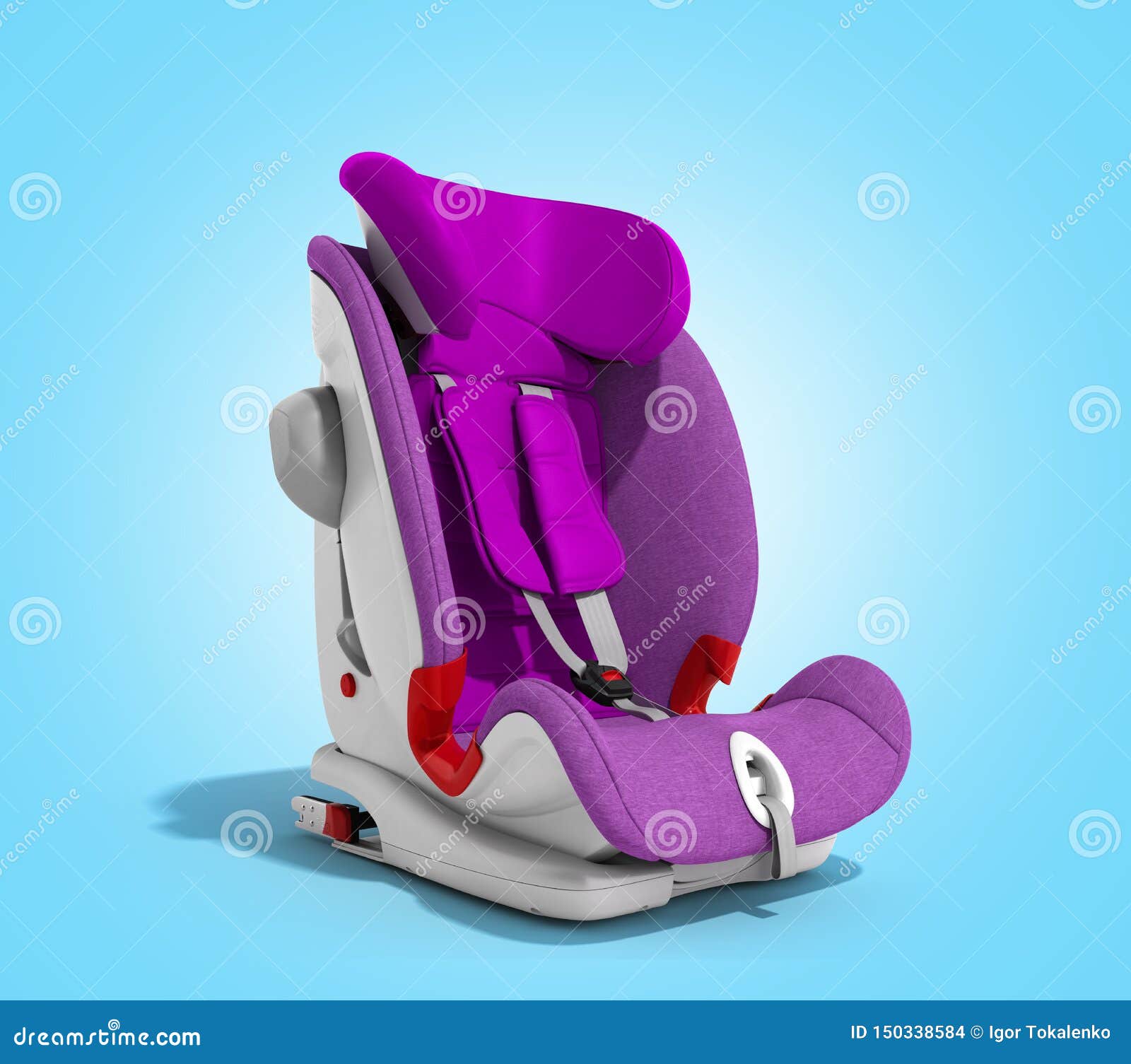 Baby Car Seat 3d Render on Blue Gradient Stock Illustration
