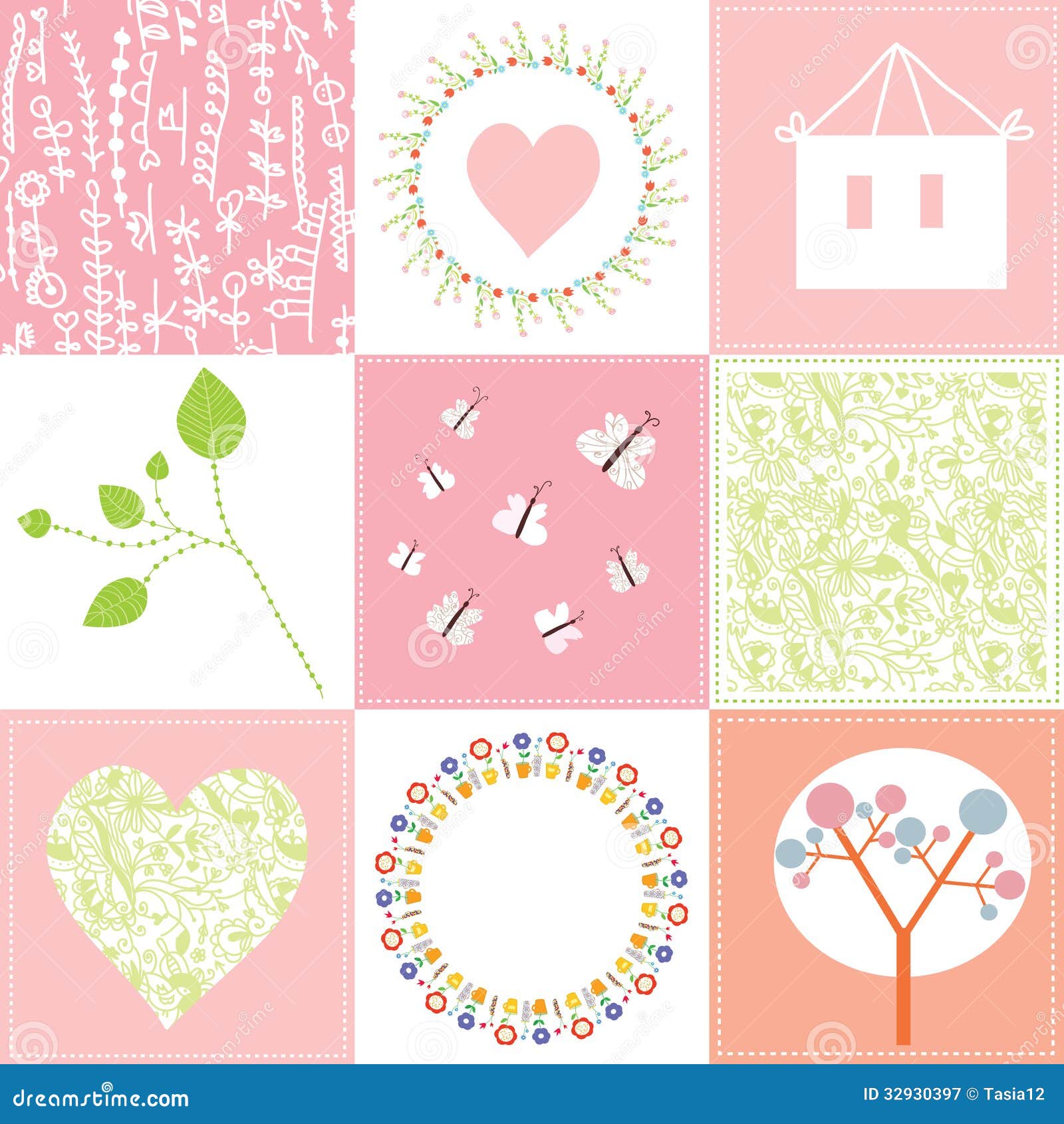 baby cards set cute design patterns pink 32930397