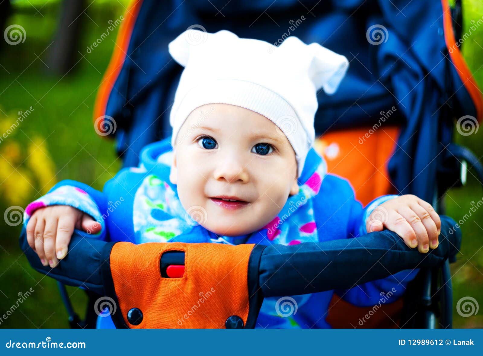 Baby in the carriage stock photo. Image of portrait, carriage 12989612