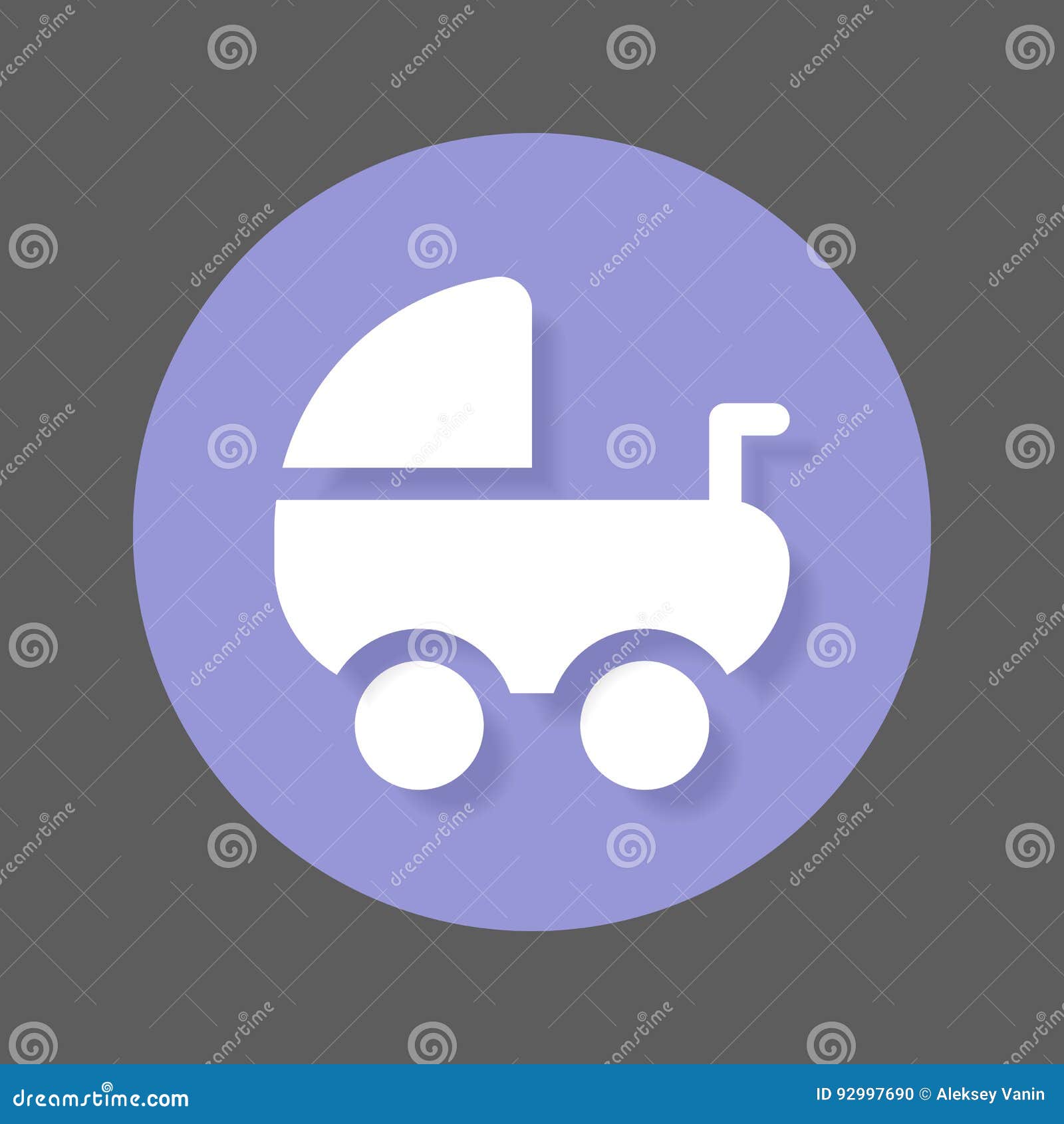 Baby Carriage, Pram Flat Icon. Round Colorful Button, Circular Vector ...