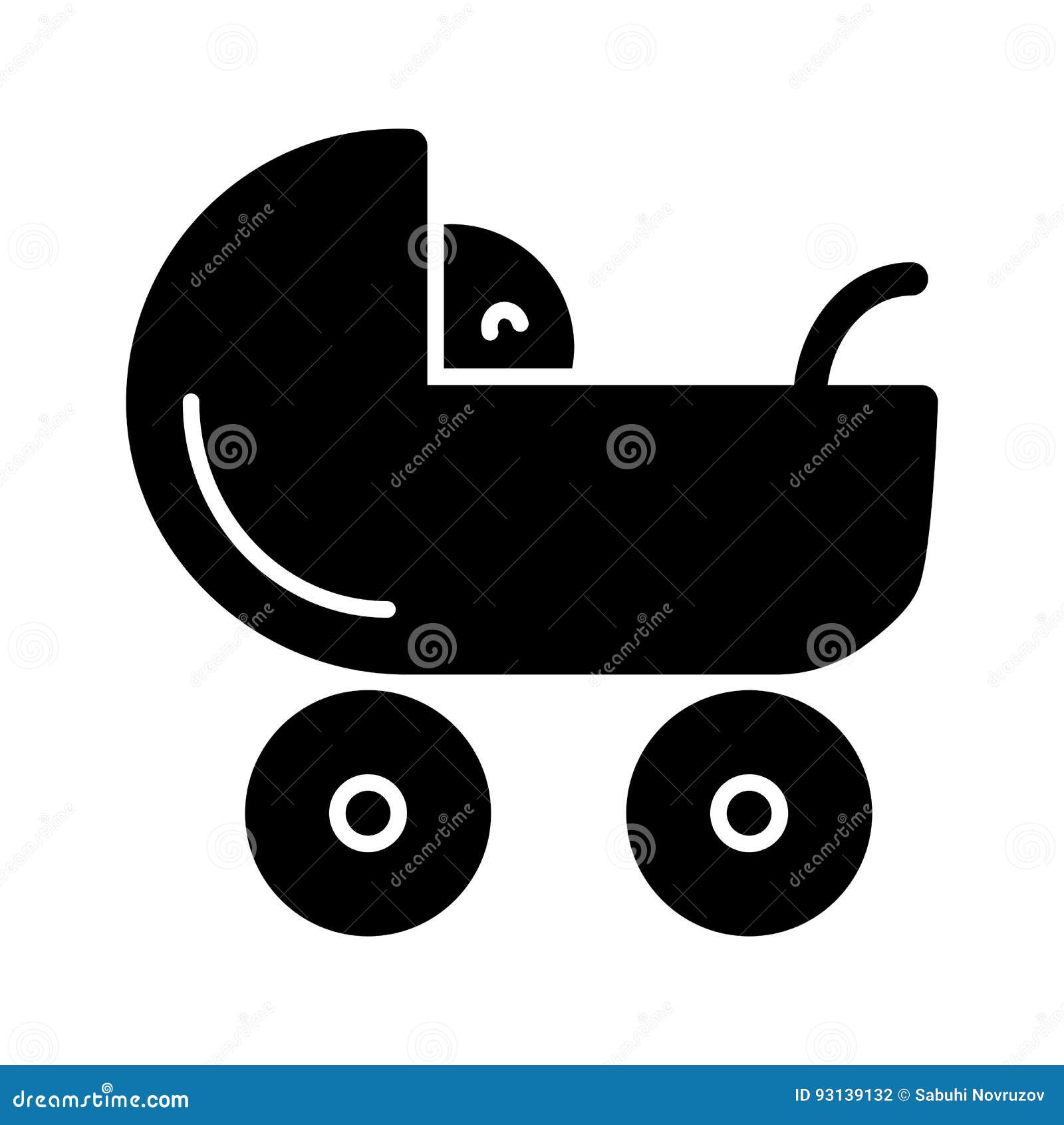 Download Baby Carriage Vector Icon. Black And White Pram Illustration. Solid Linear Newborn Icon. Stock ...