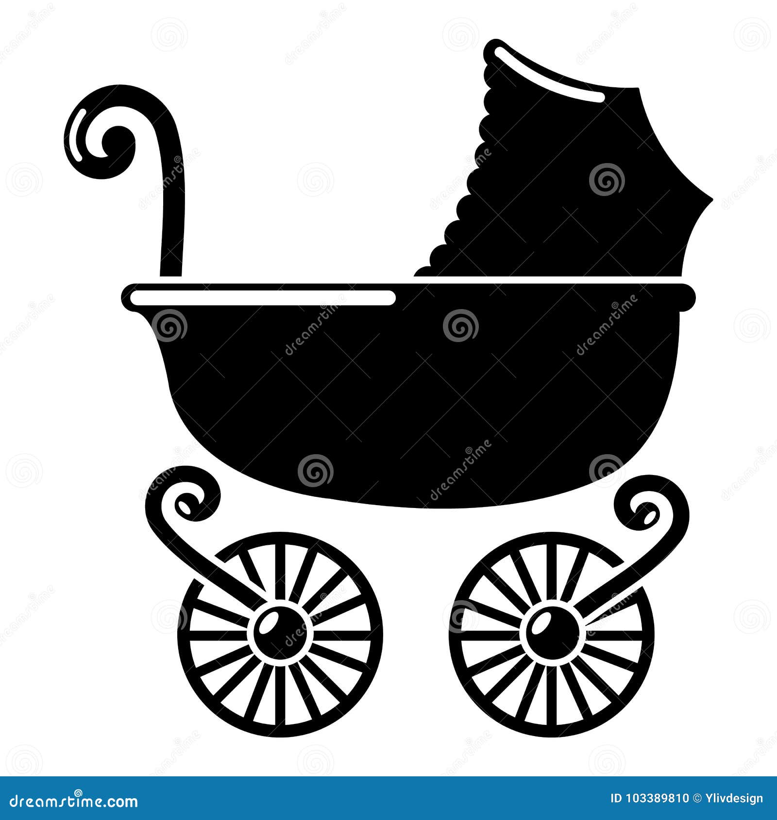 Download Baby Carriage Vintage Icon, Simple Black Style Stock ...
