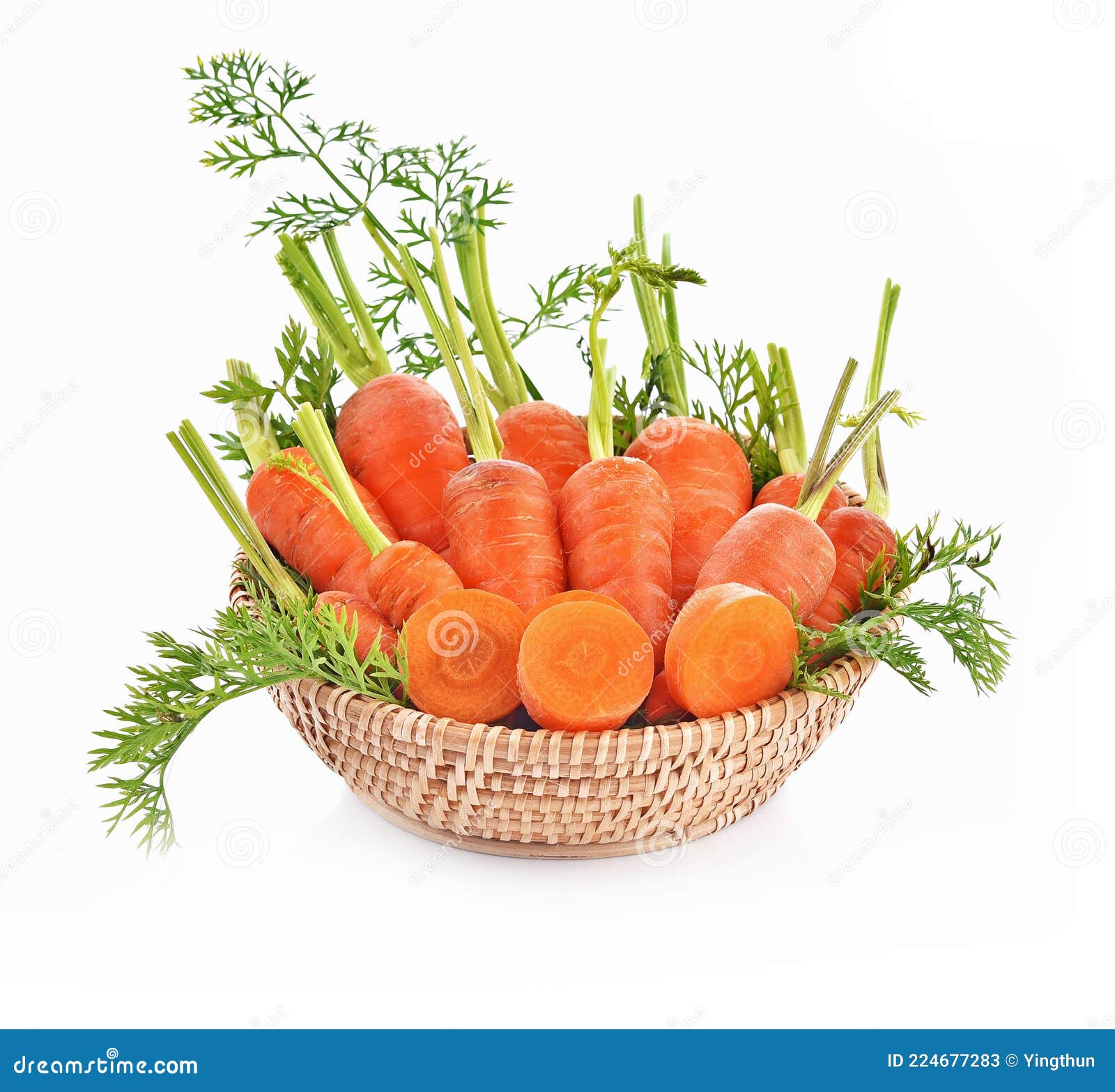 Baby Carrot Leaf Fresh in Basket on White Background Stock Image Image of leaf, green 224677283