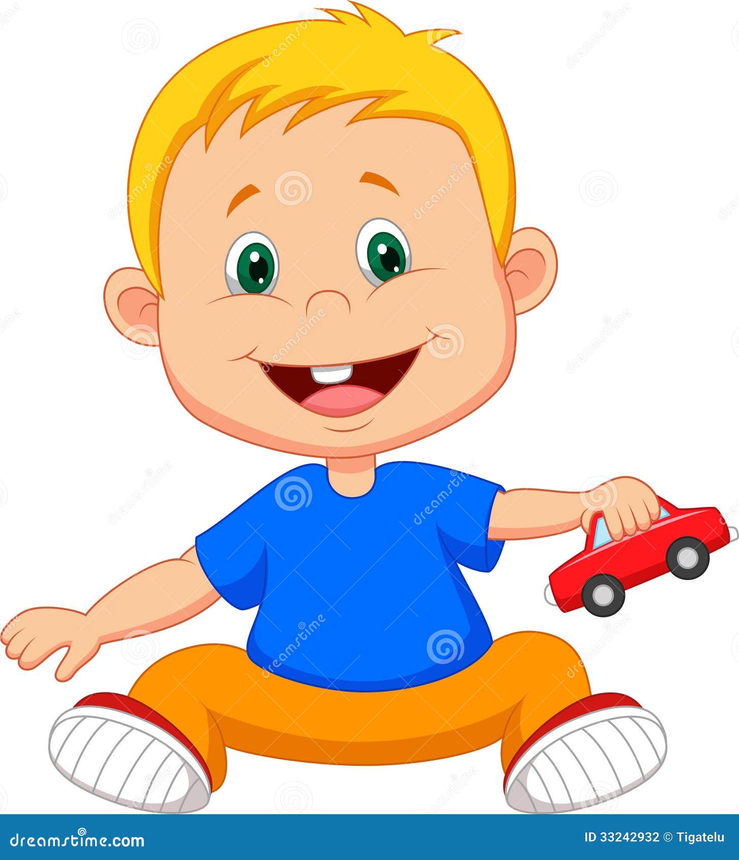 Baby Cartoon Playing Car Toy Stock Vector  Illustration of childhood, happy: 33242932