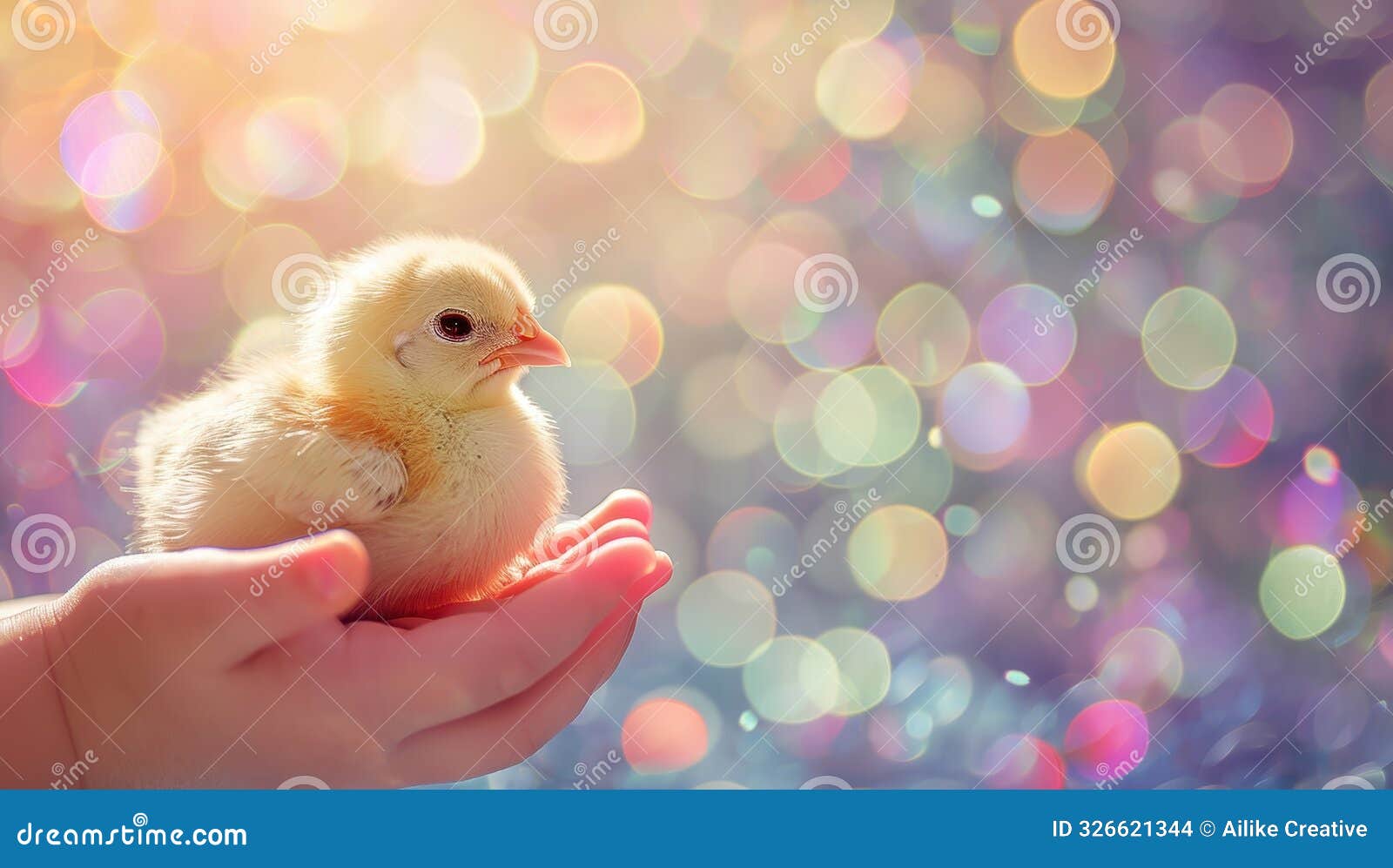 baby chick held in child's hands