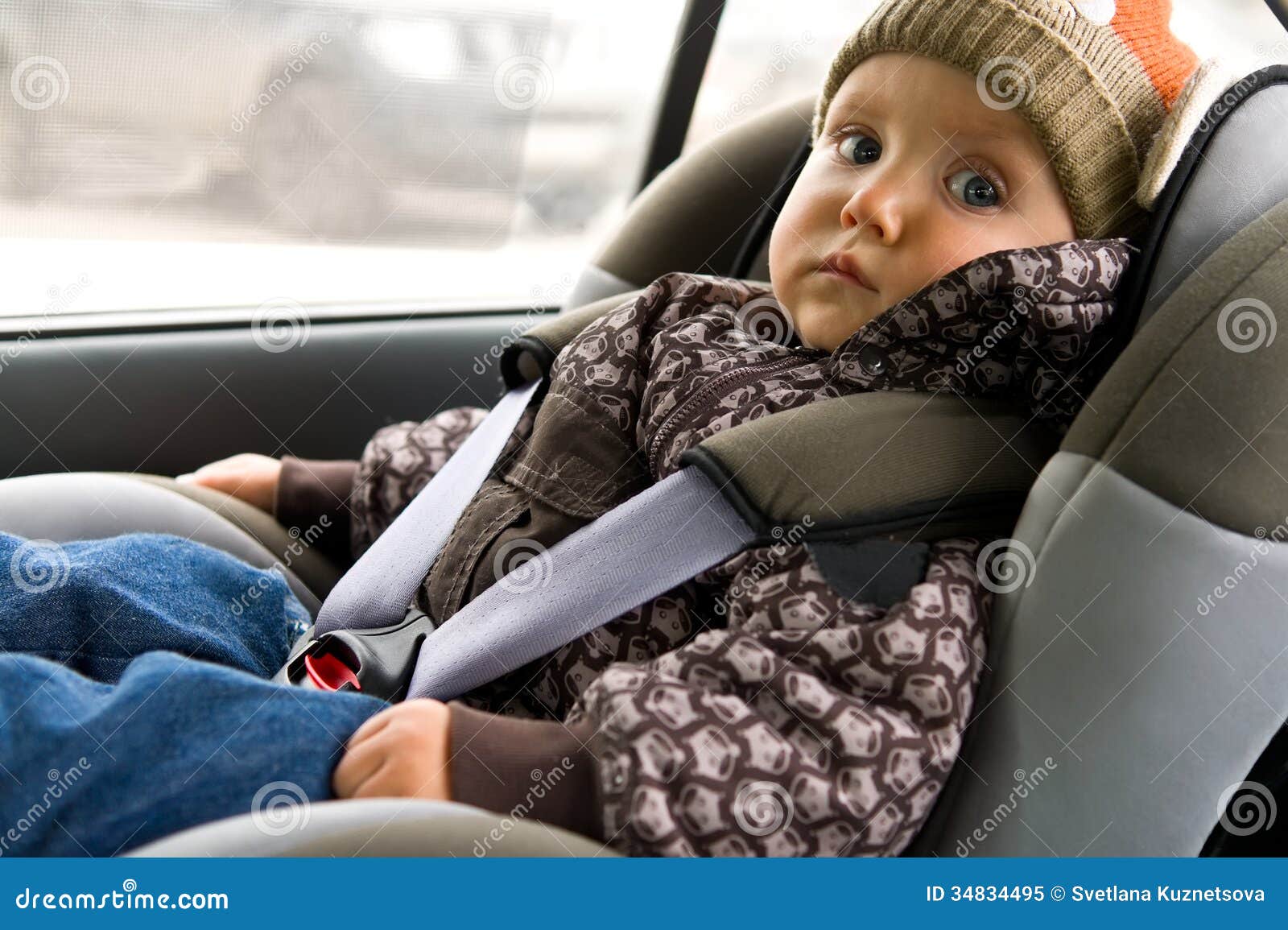 Baby in Child Seat in the Car Stock Image Image of years, chair 34834495