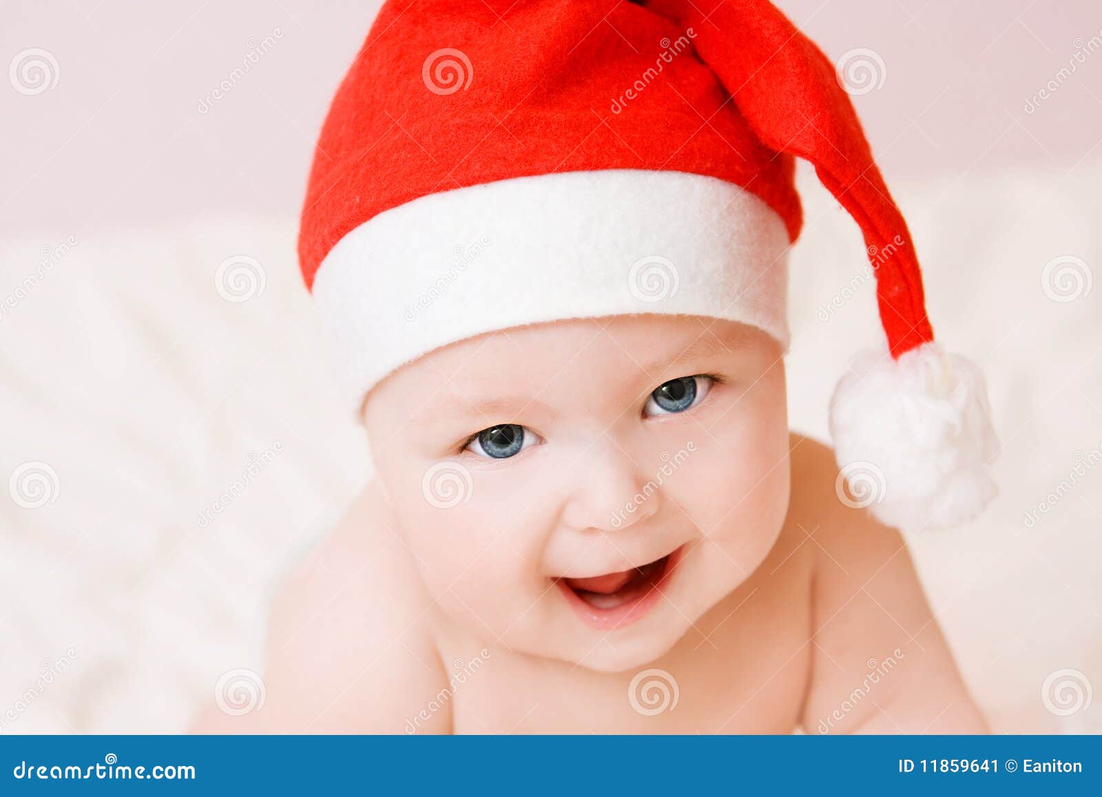 Baby in christmas hat stock image. Image of baby, background 11859641