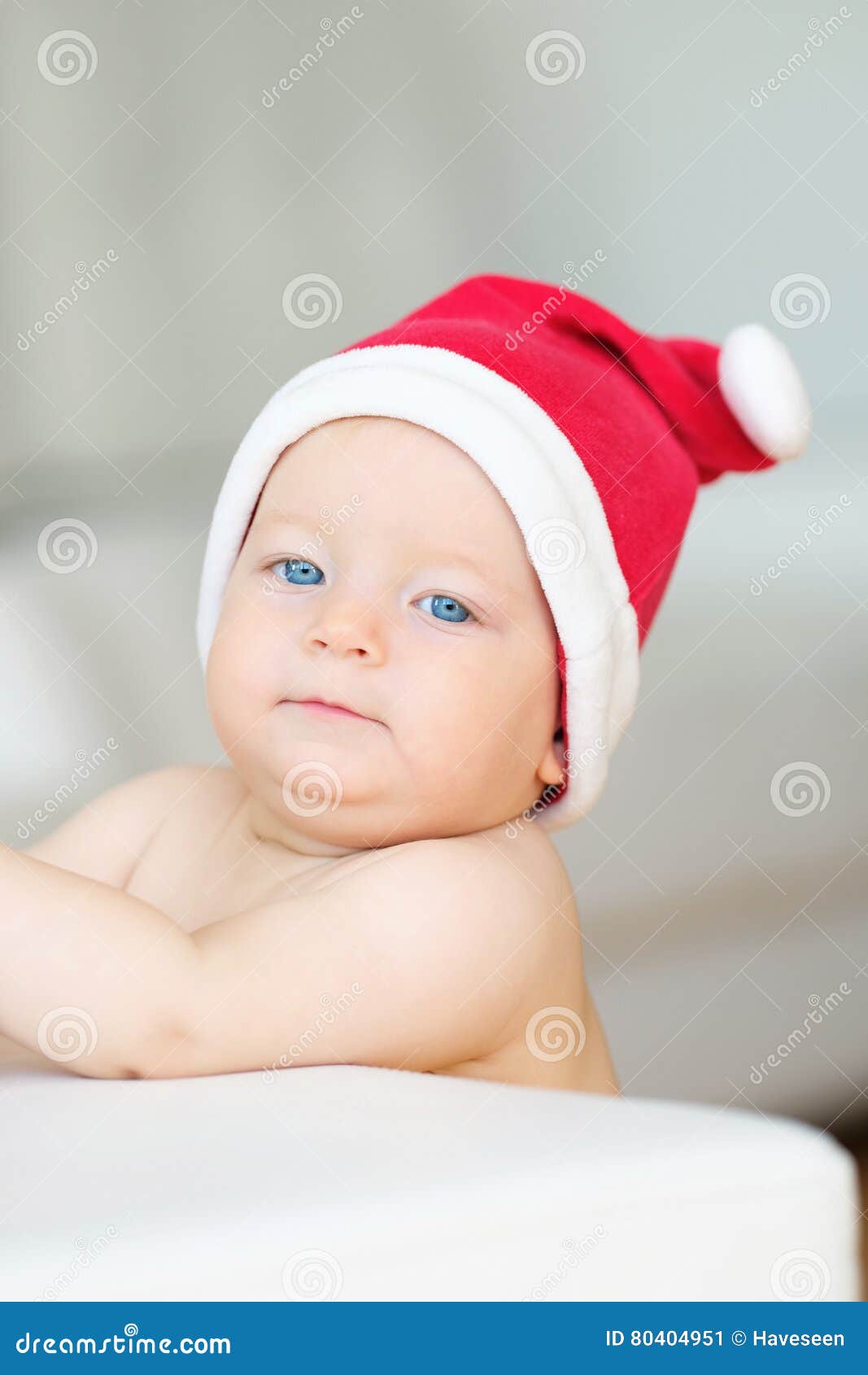 Baby Christmas Portrait in Santa Claus Hat Stock Image - Image of life ...