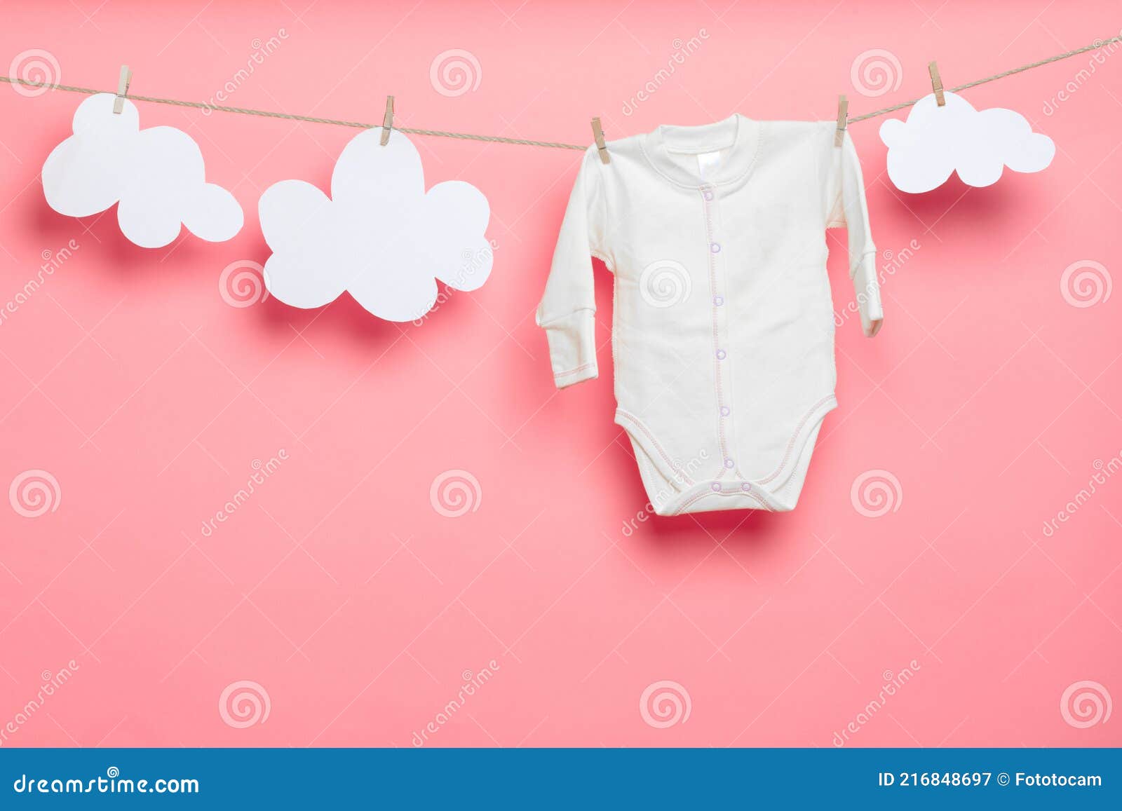 Clothes Fly Off The Clothesline On A Hanger. RoyaltyFree Stock Image