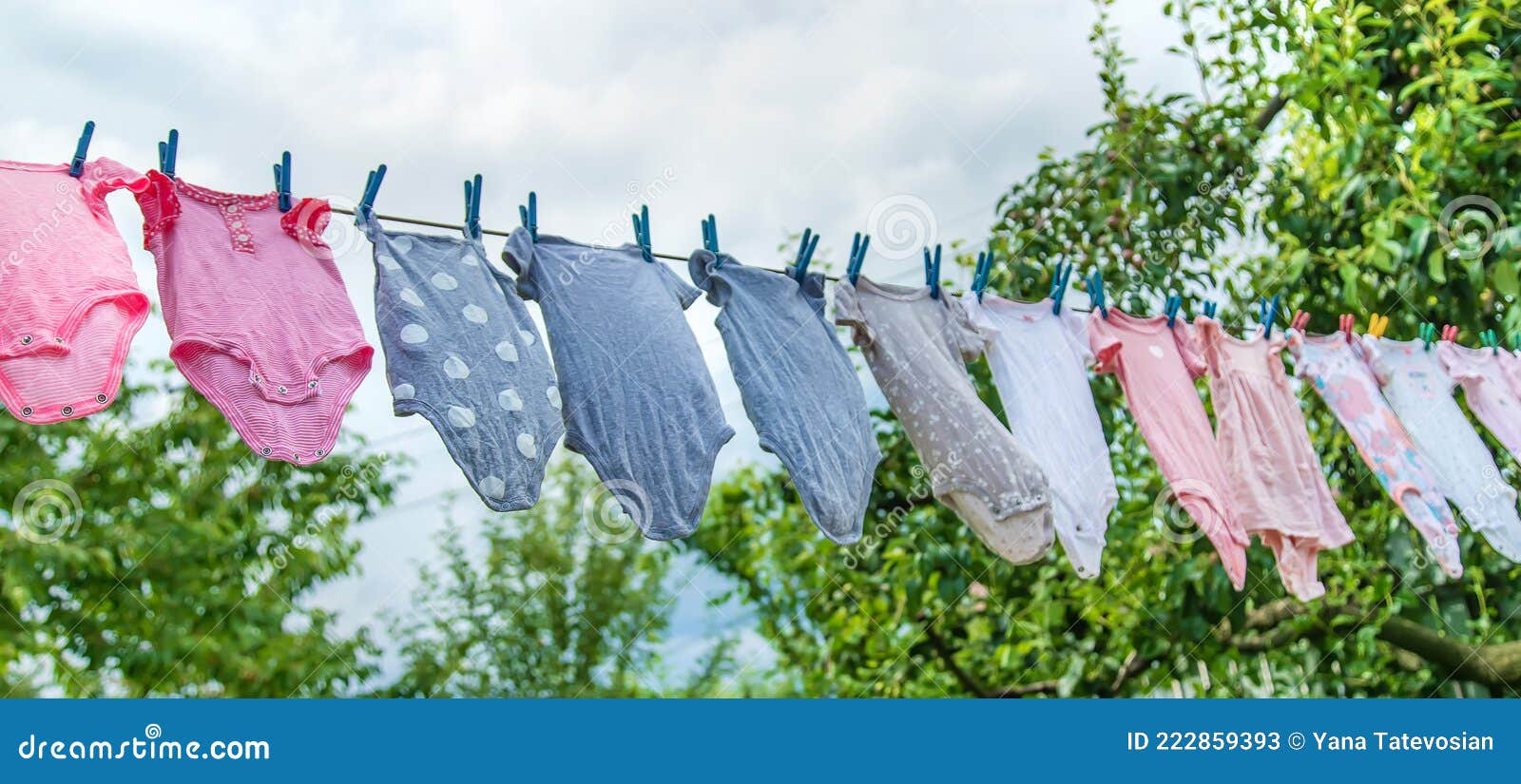 Baby Clothes are Dried Outside. Selective Focus Stock Image Image of