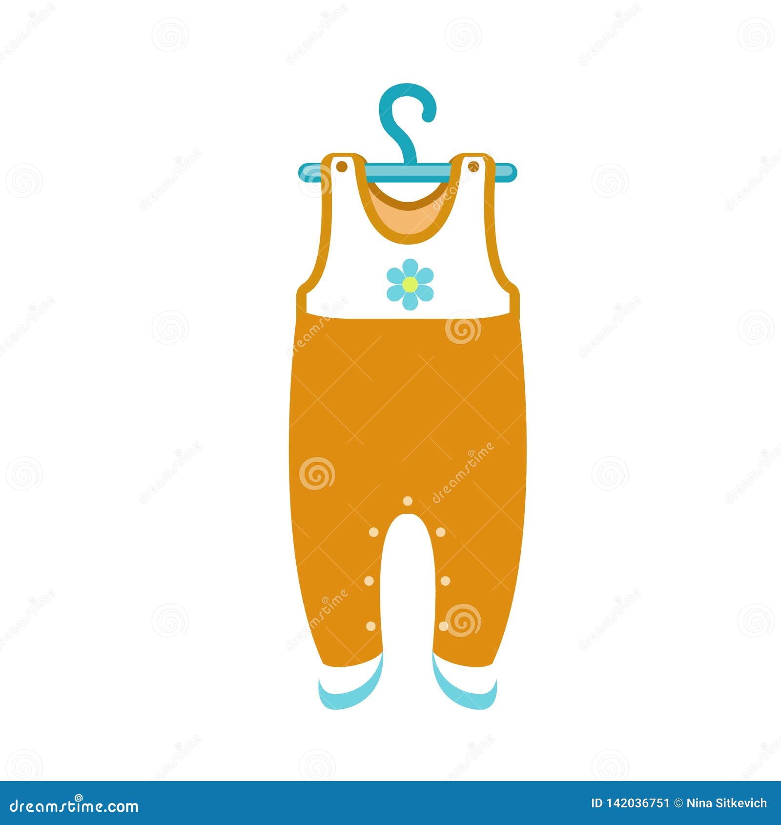 Baby Clothes on Hanger Icon, Flat Style Stock Vector - Illustration of ...
