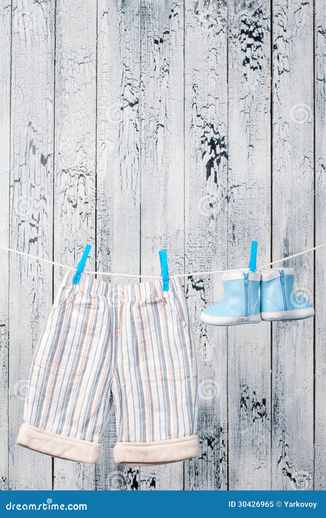 Baby Clothes Hanging on the Clothesline. Stock Image Image of hang