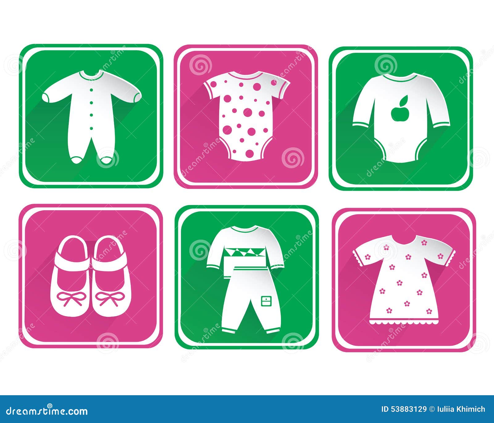 Baby clothes icon set stock vector. Illustration of footwear - 53883129
