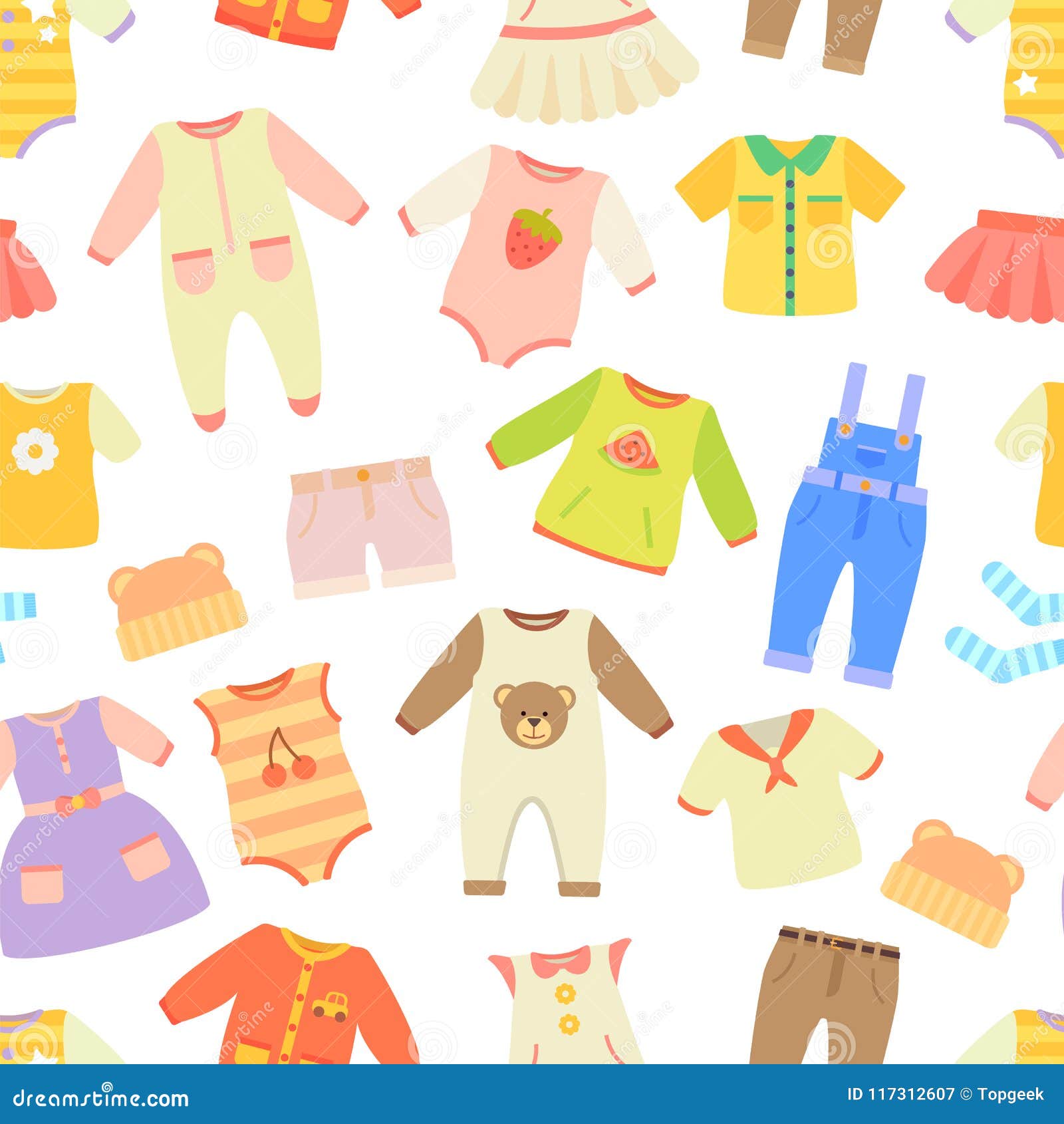 Baby Clothes Seamless Pattern Vector Illustration Stock Vector ...
