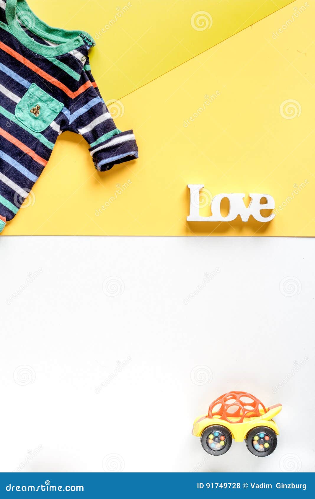 Download Baby Clothes And Toys On White Background Top View Mock Up ...
