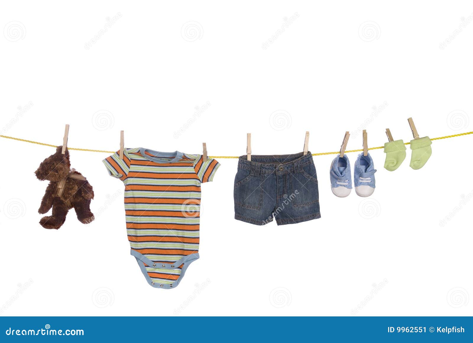 Baby Clothing Hanging on Clothesline Stock Image Image of clothes