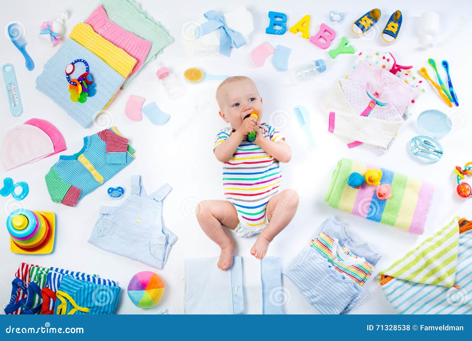 Baby with Clothing and Infant Care Items Stock Photo - Image of apparel ...