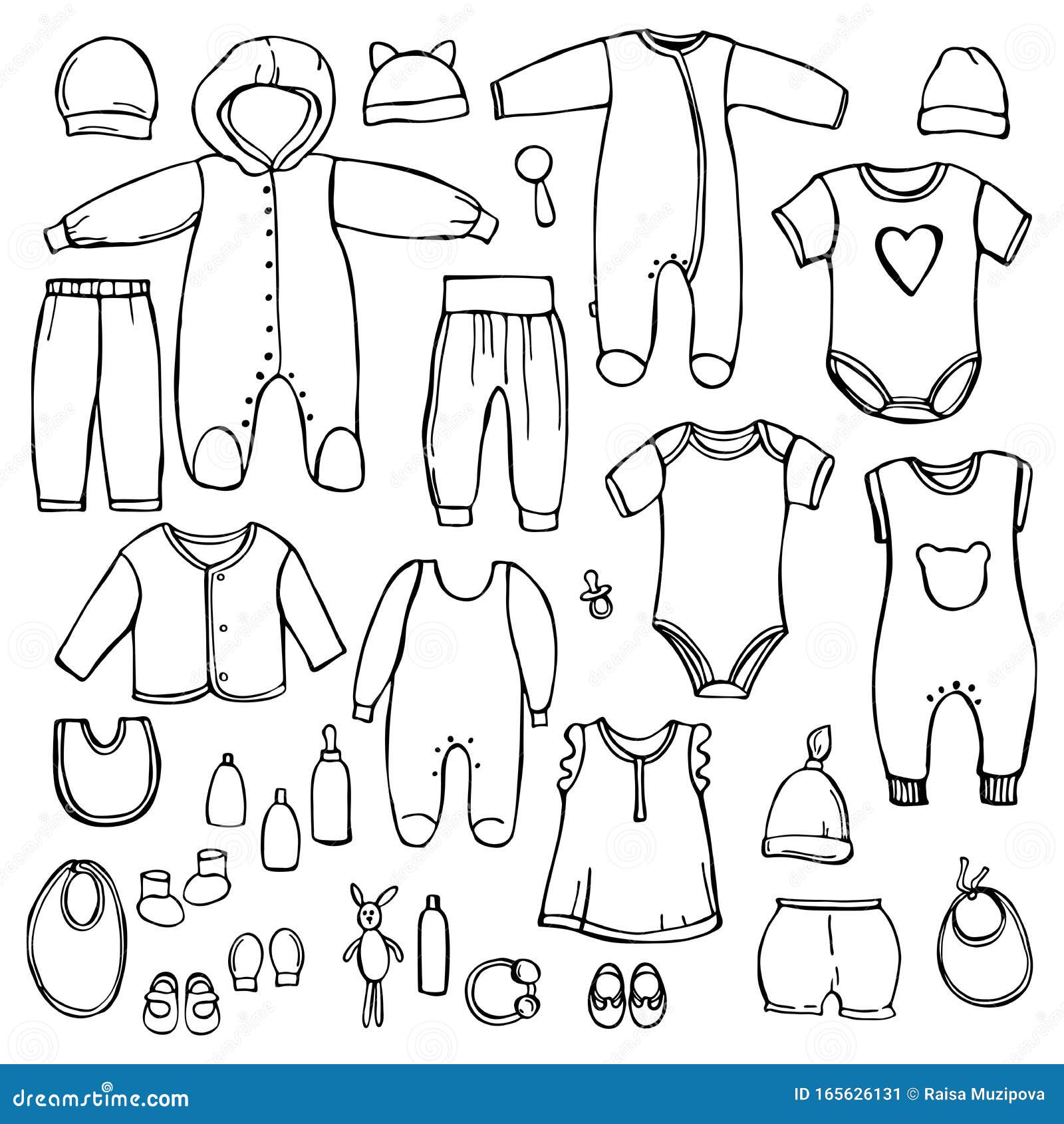 Baby Clothing. Vector Sketch Illustration Stock Vector - Illustration ...