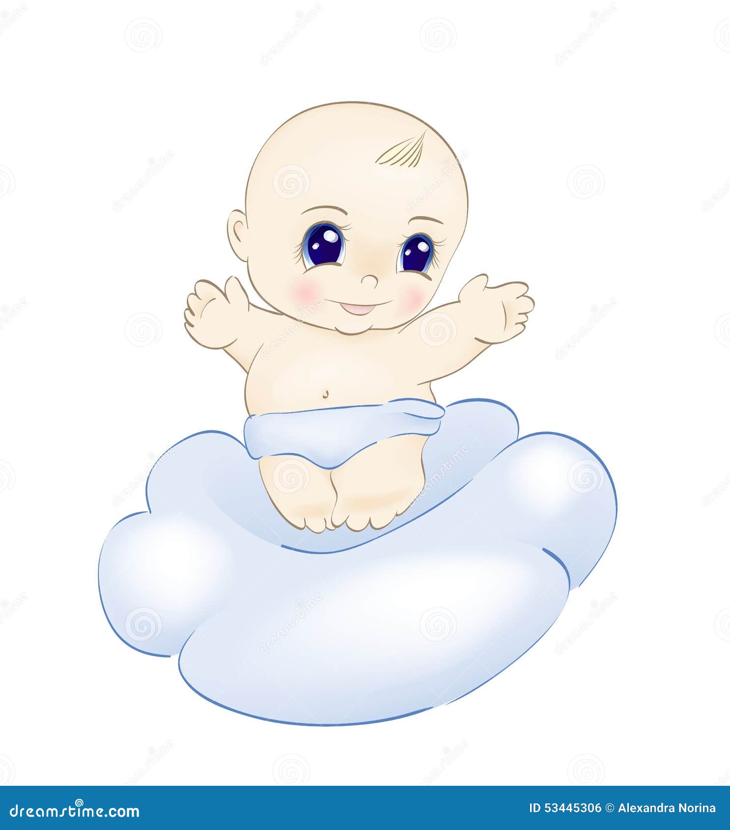 Baby on cloud stock vector. Illustration of cloud, pampers 53445306