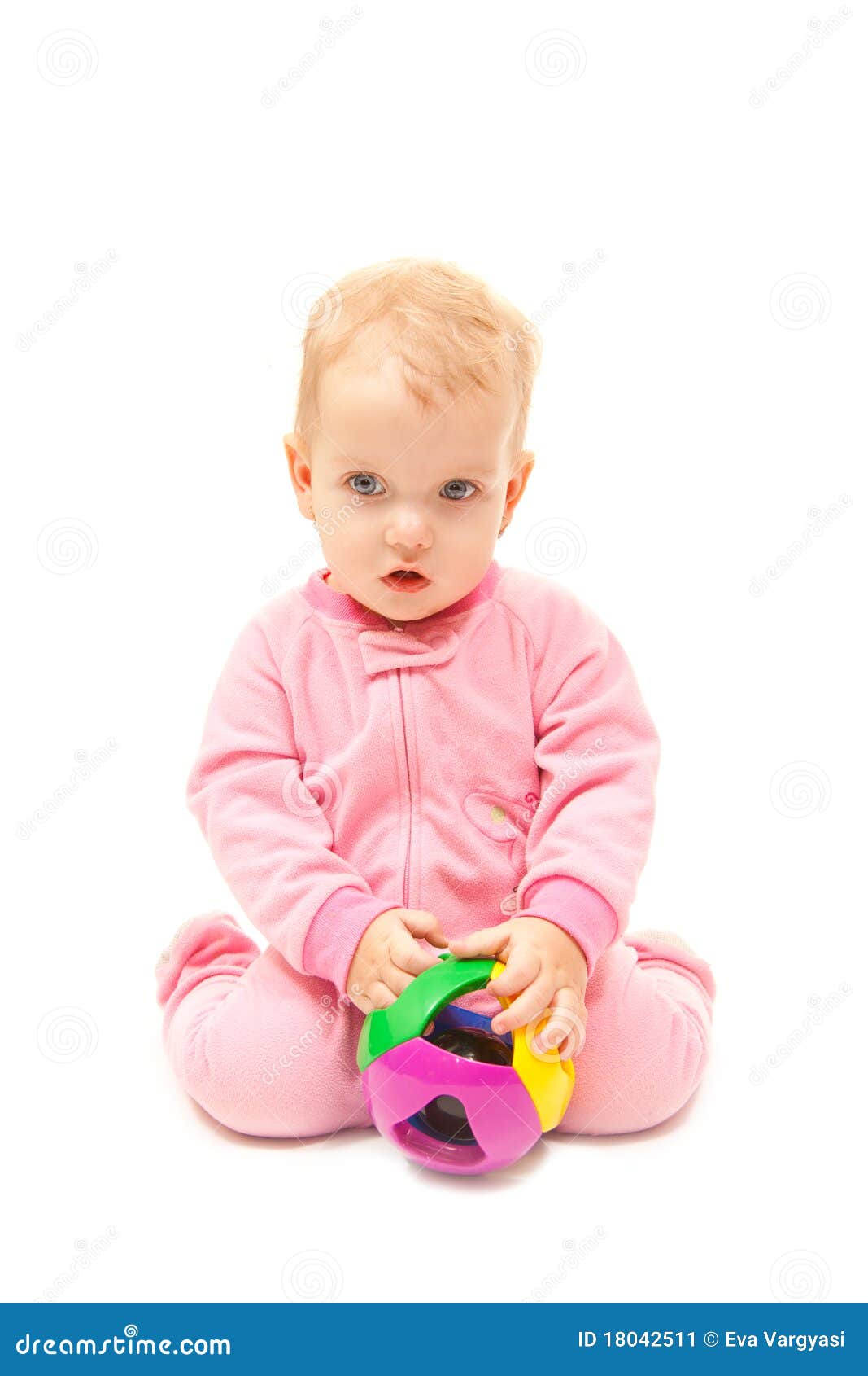 Baby with a color ball stock image. Image of baby, cute 18042511