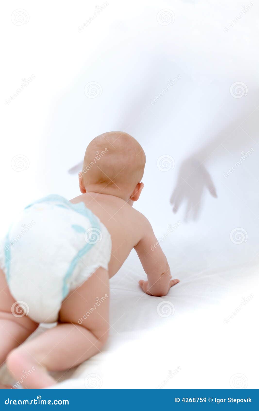 Baby Crawling To Unfamiliar Hands Stock Image Image of gently