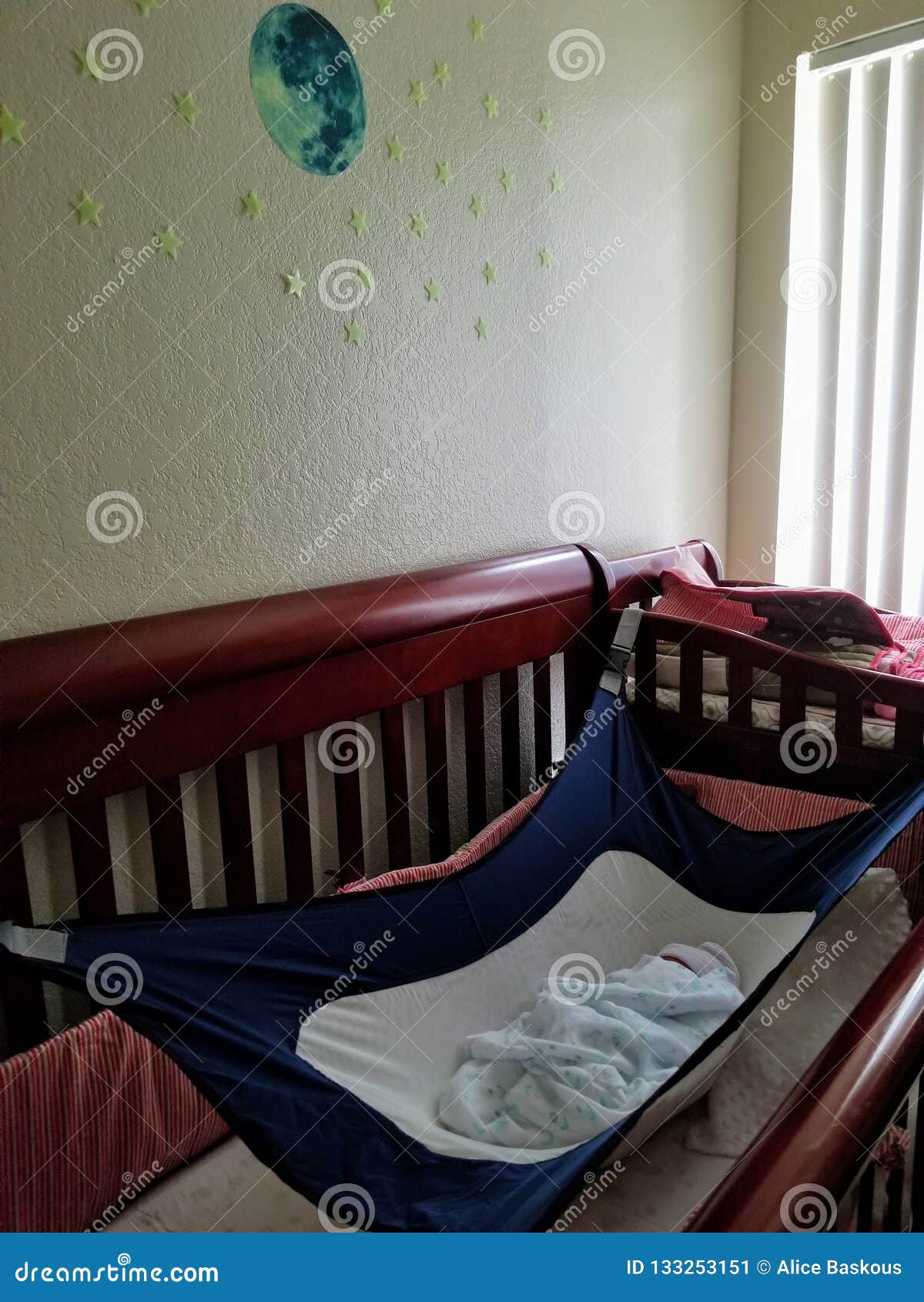 Baby in crib hammock stock image. Image of crib, cute 133253151