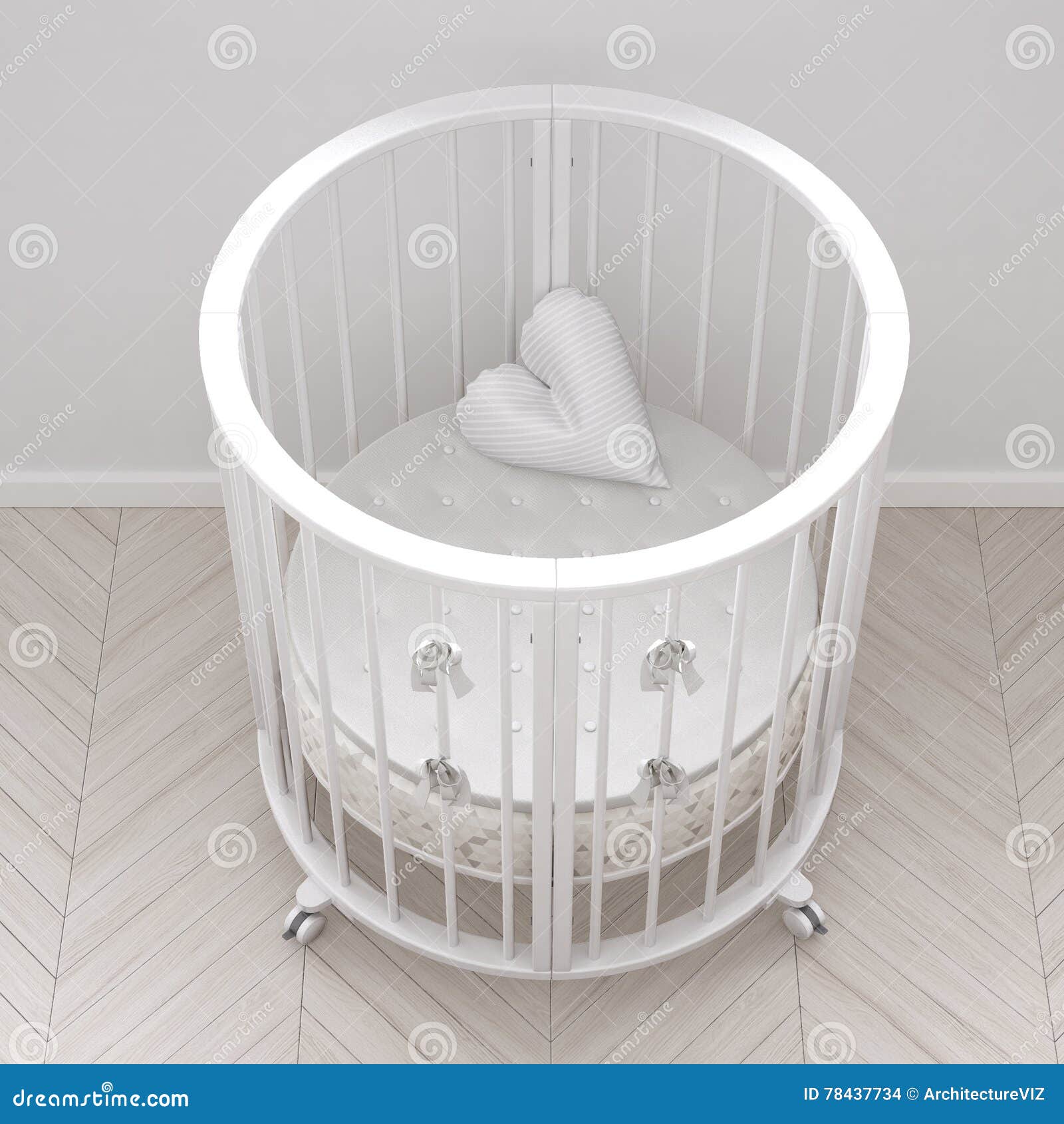 Baby crib, interior design stock illustration. Illustration of house
