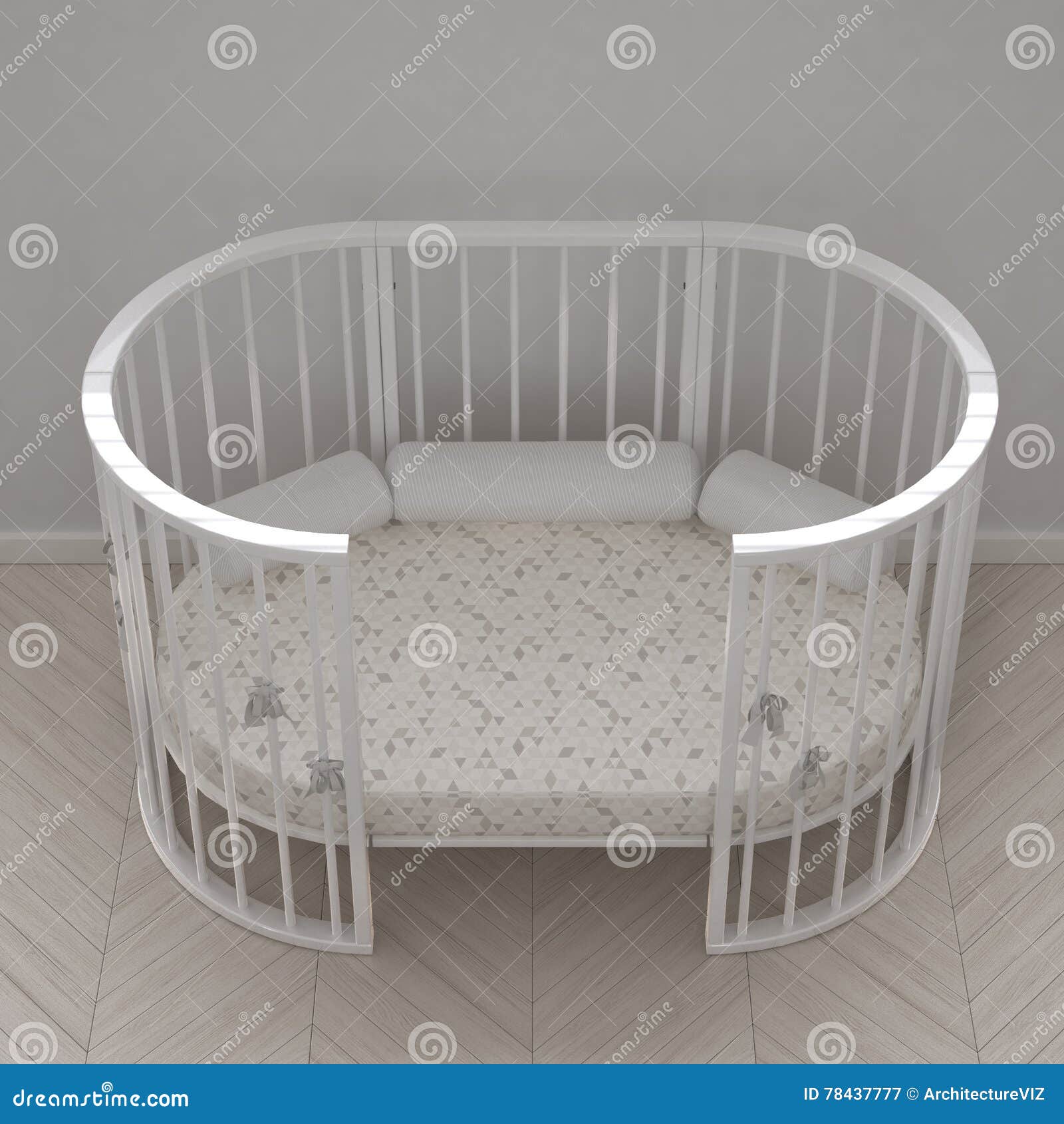 Baby crib, interior design stock illustration. Illustration of little