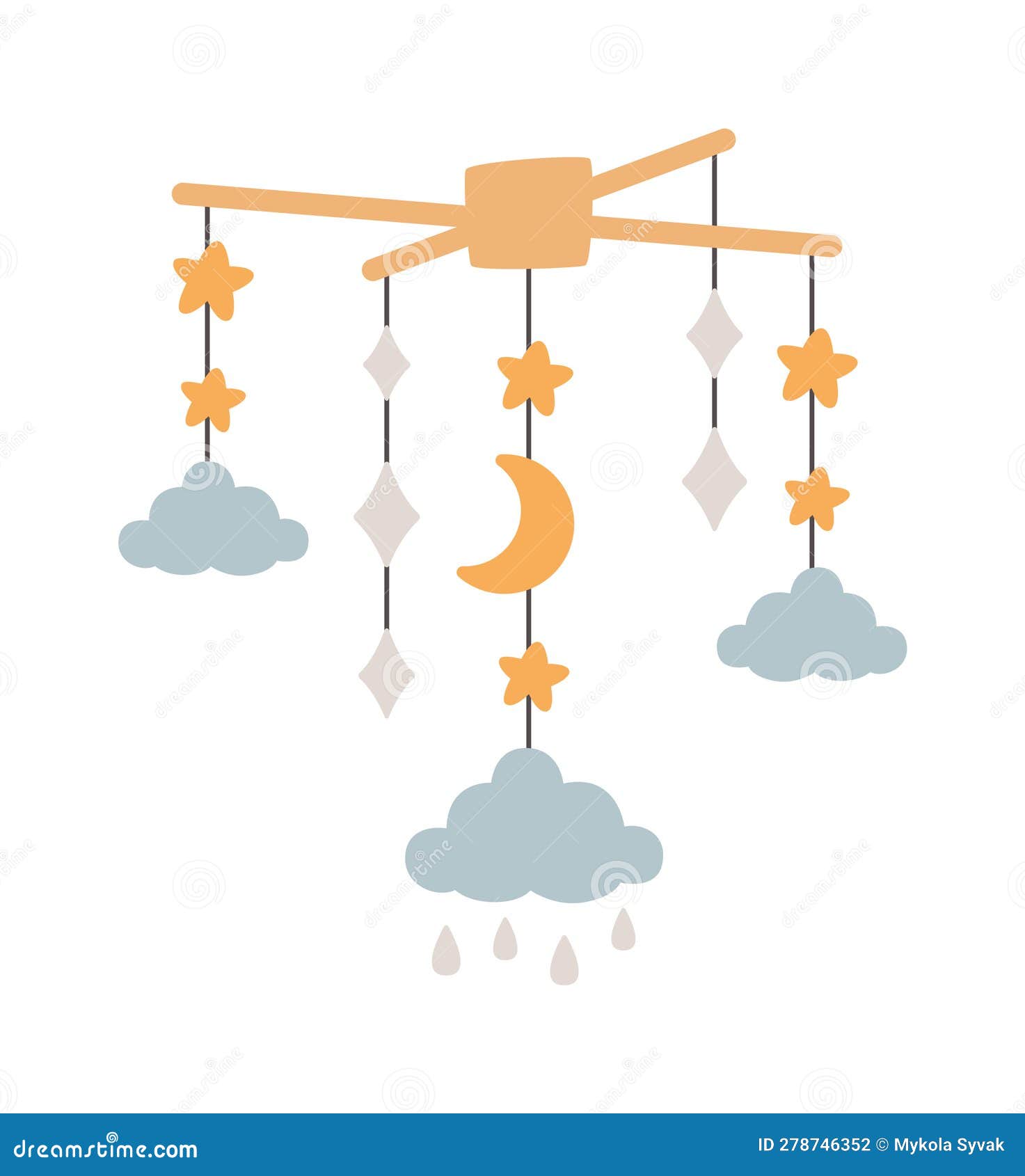 Baby Crib Mobile with Clouds Stock Vector Illustration of childhood