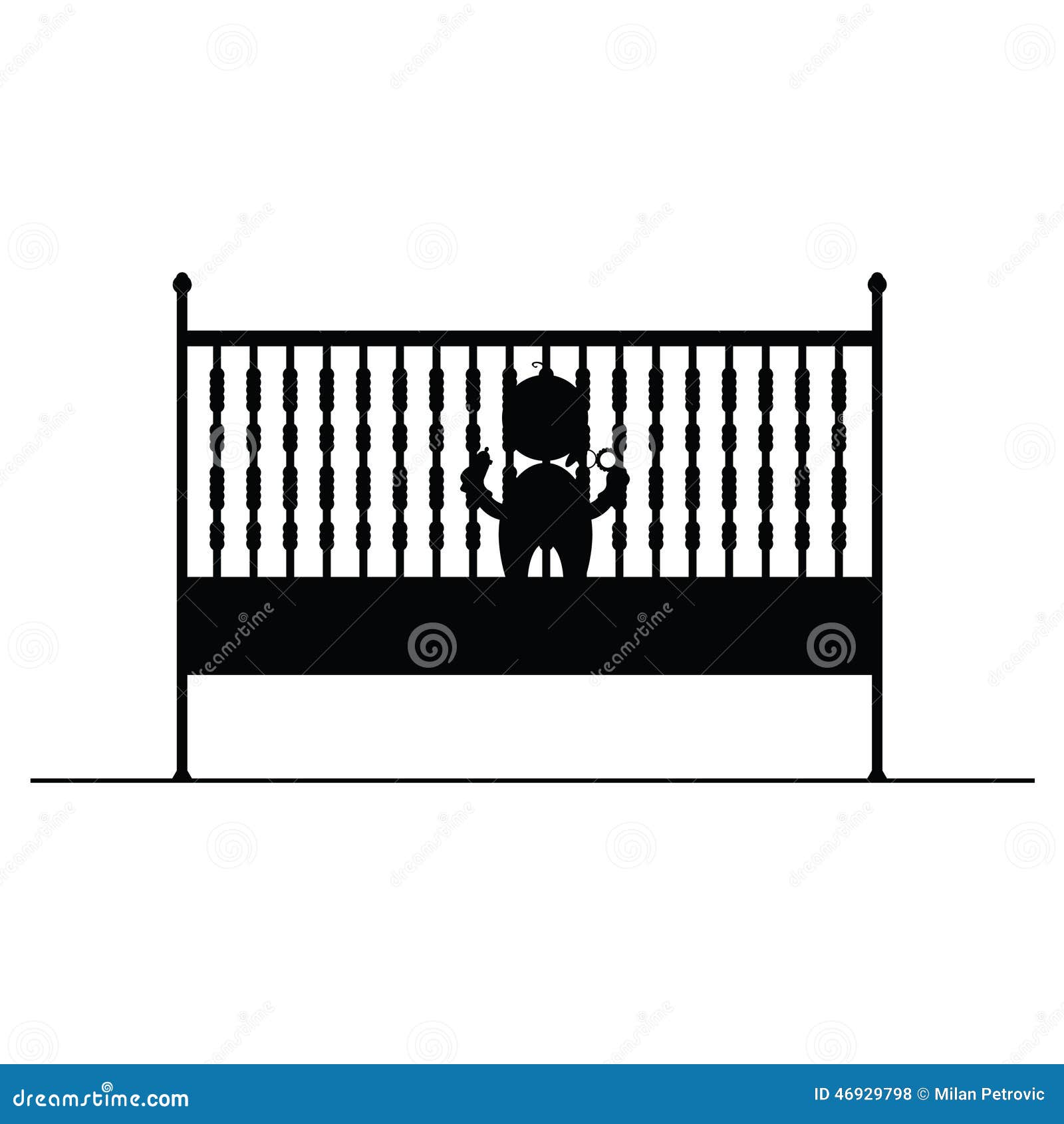 Baby in Crib Symbol and Icon Vector Illustration Stock Vector