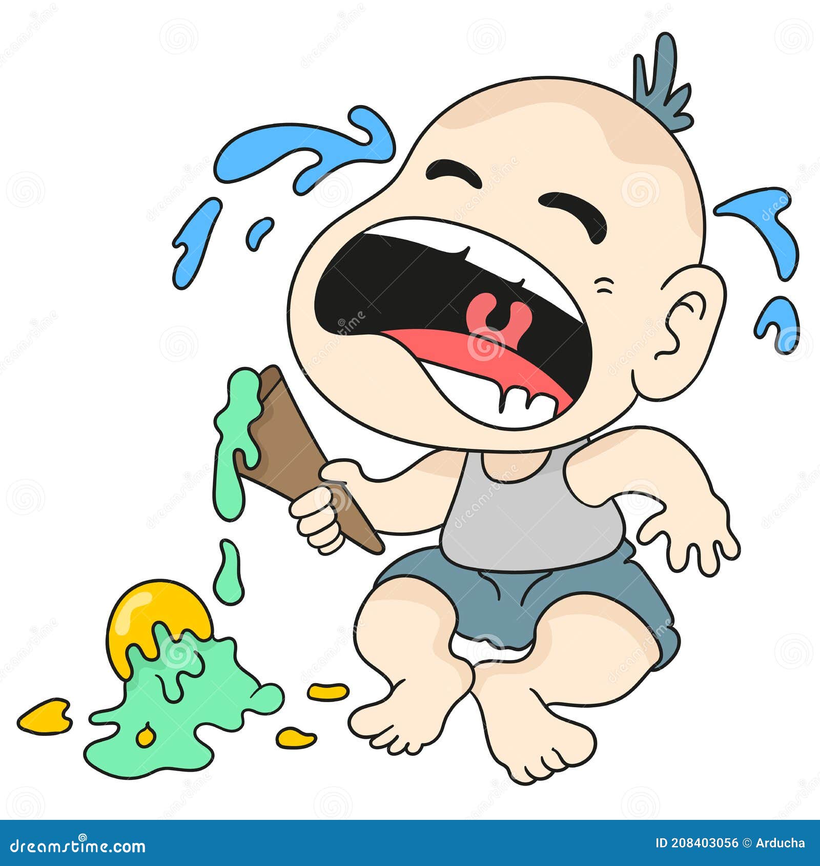 The Baby Cried because the Ice Cream Was Spilled Stock Vector -  Illustration of baby, cream: 208403056