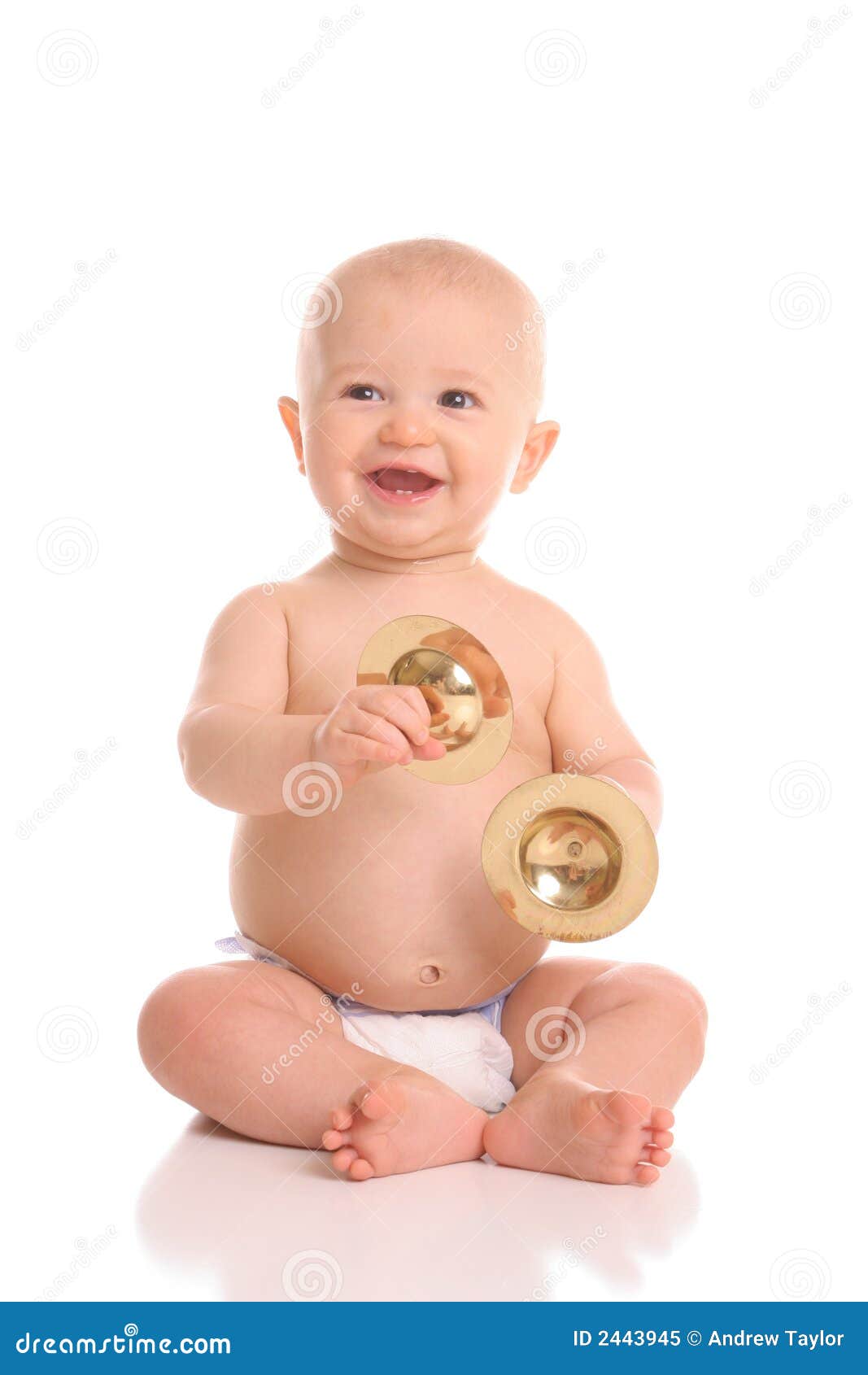 Baby Cymbal Player Portrait Stock Image Image of blond, cute 2443945