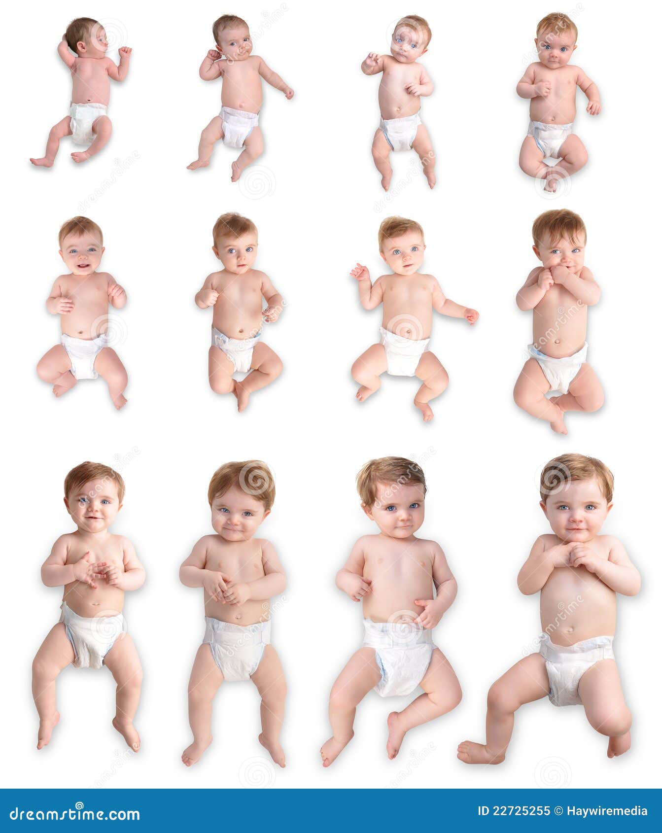 verkorten Octrooi geboorte Baby De Groei Van Één Jaar Op Wit Stock Afbeelding - Image of kind, hoogte:  22725255