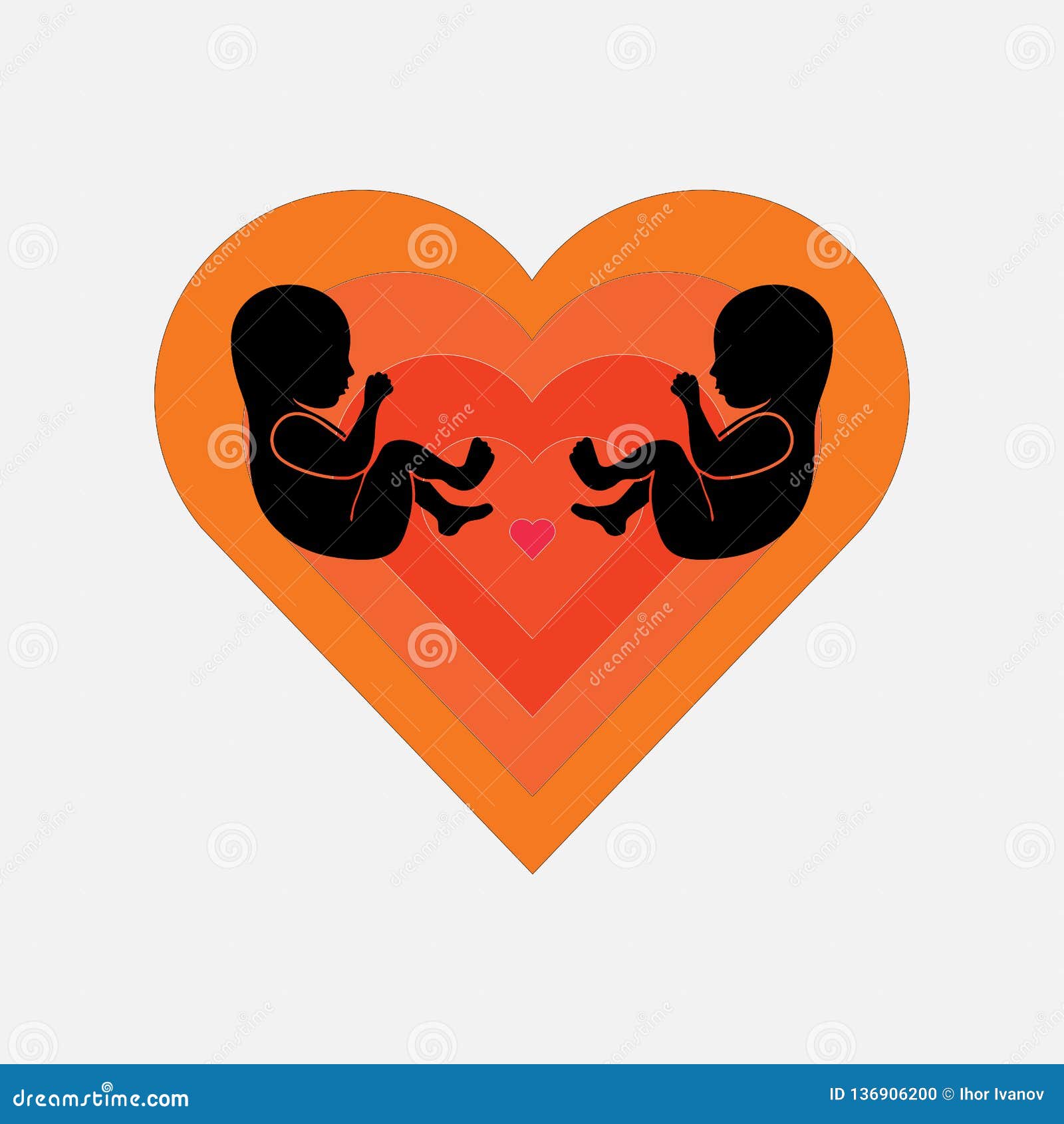 Baby Des Ikonenherzens Und Zwei Frucht Geburt Zwillinge Stock Abbildung Illustration Von Ikonenherzens Geburt