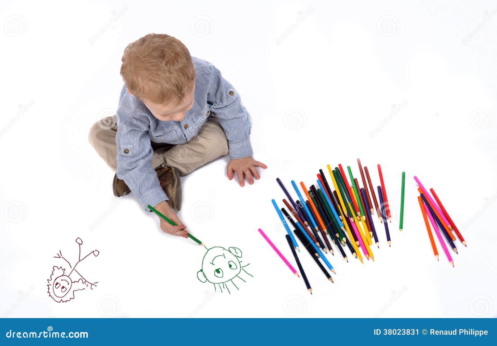 Baby draws with crayons stock image. Image of paper, leisure 38023831