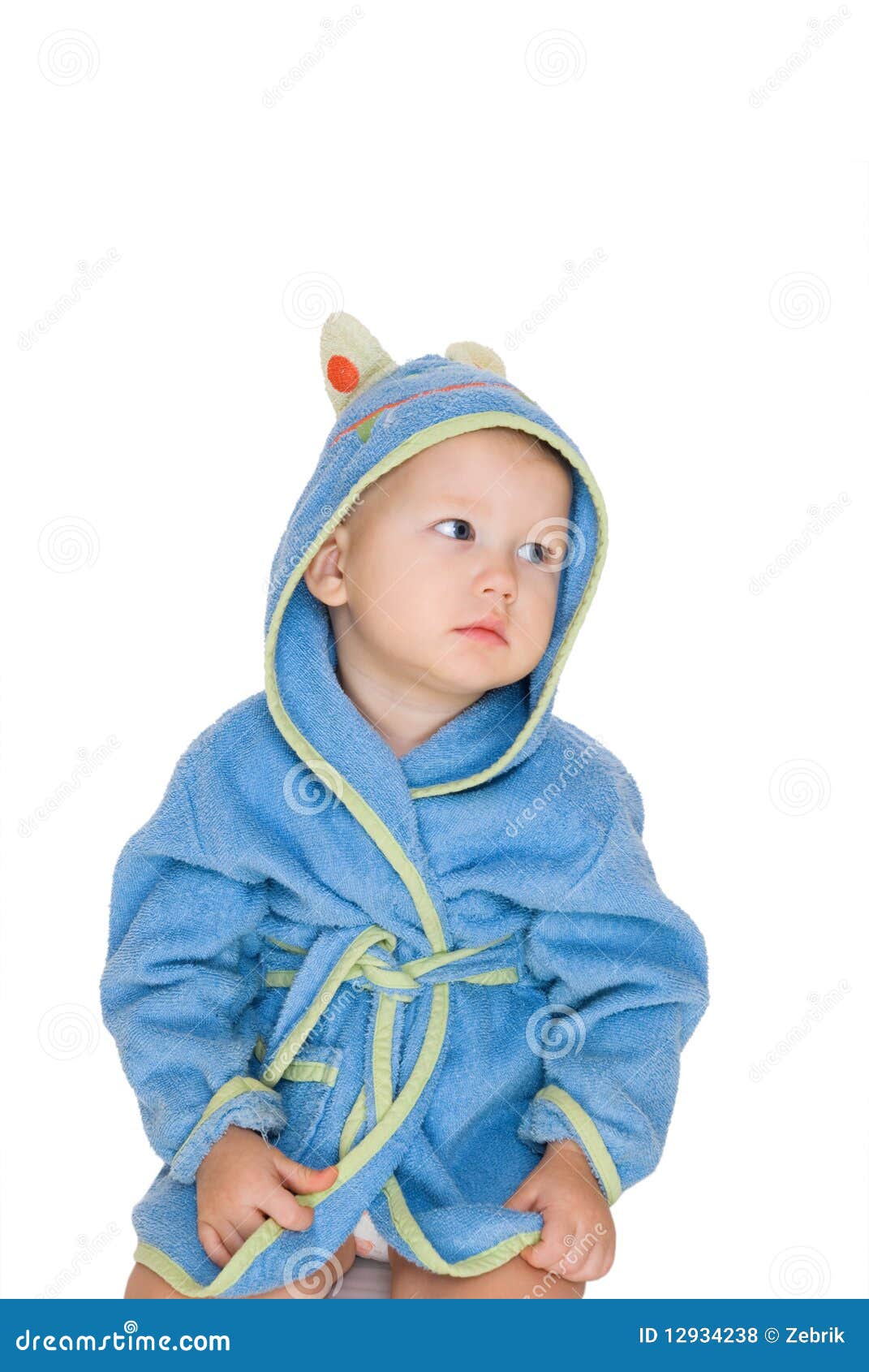 Baby Dressing Blue Bathrobe Stock Photo Image of boys, comfortable