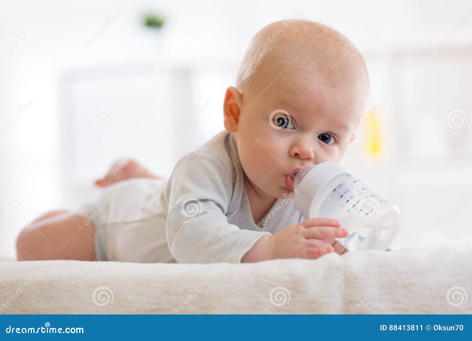 Baby Drinking Water from a Bottle Stock Image Image of childhood
