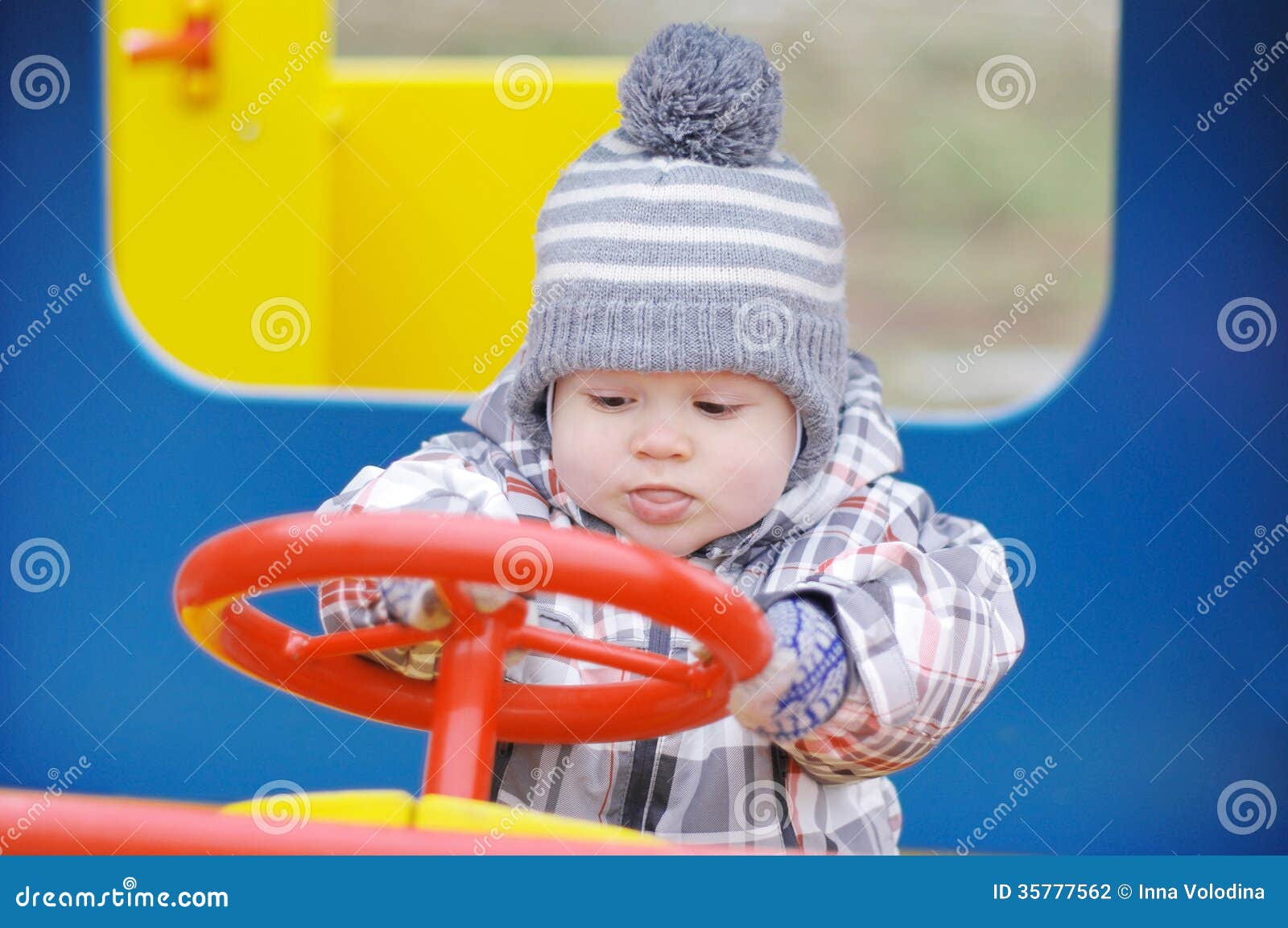 Baby Driving Car on Playground Stock Photo Image of driving, european