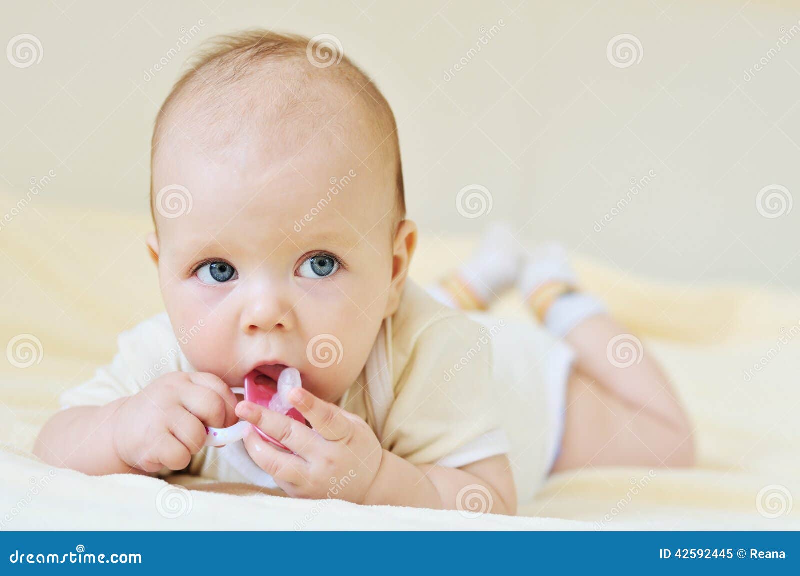 Baby with dummy stock image. Image of caucasian, beautiful 42592445